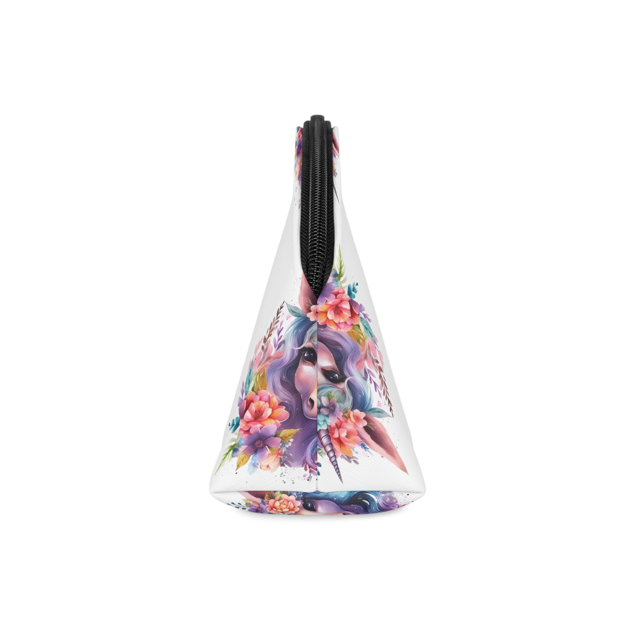Cute Colorful Magic Unicorn With Flowers Watercolor Style (5) Makeup Bag - Image 4
