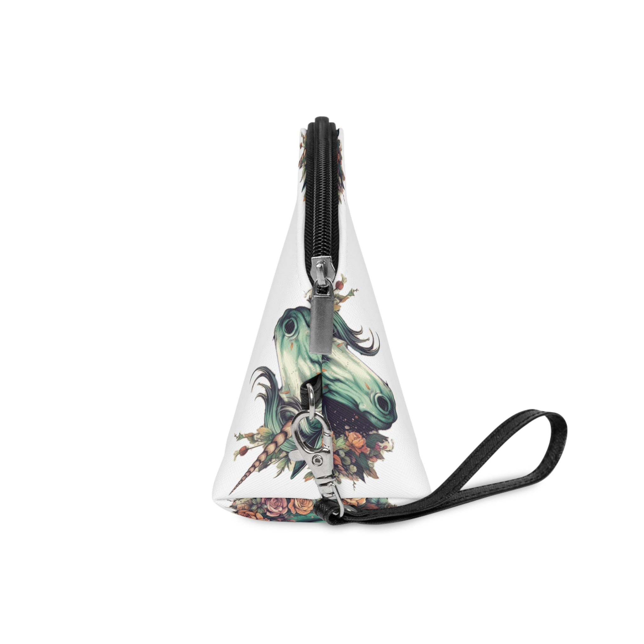 Detailed Illustration Print Vintage Unicorn Makeup Bag - Image 3