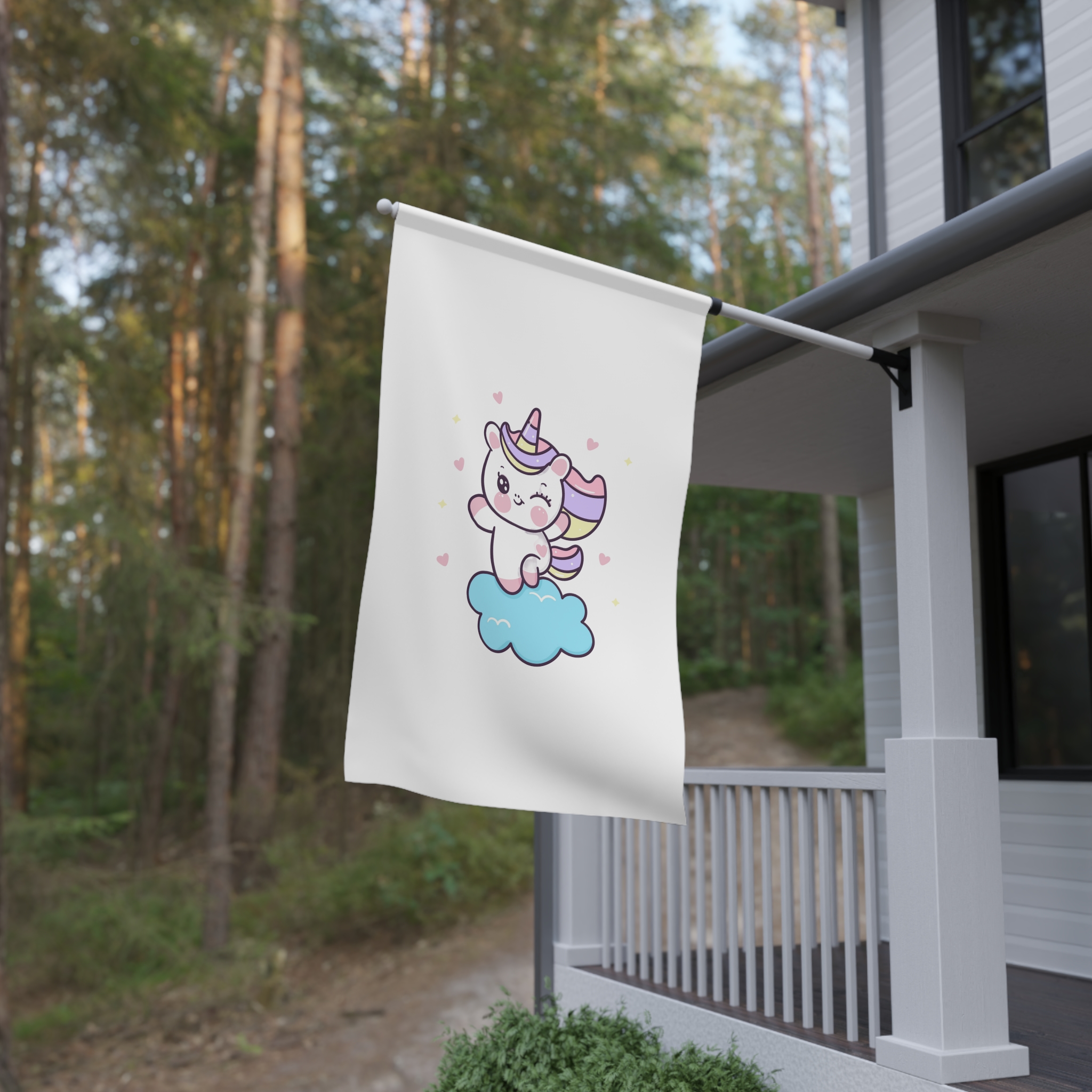Unicorn Cloud Kawaii Animal Cartoon Fairytale Character House Banner - Image 4