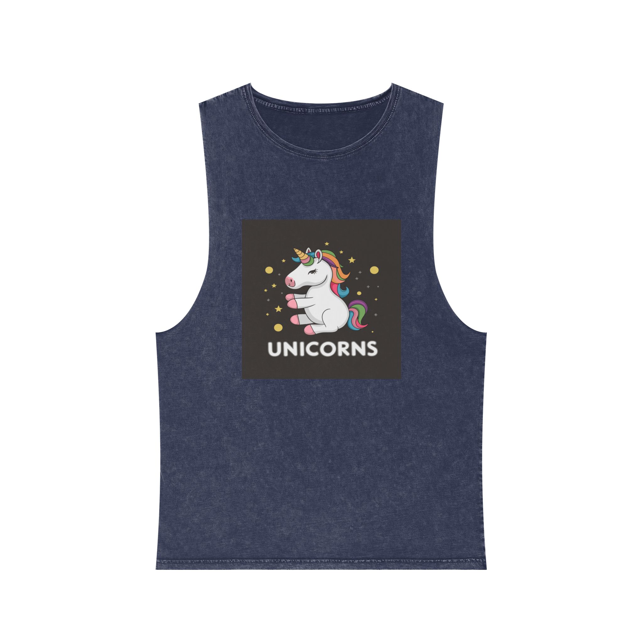 Cute Unicorn Illustration T Shirt Design Unicorn Vector Unicorn Princess Cartoon Vector Unisex Stonewash Tank Top - Image 13