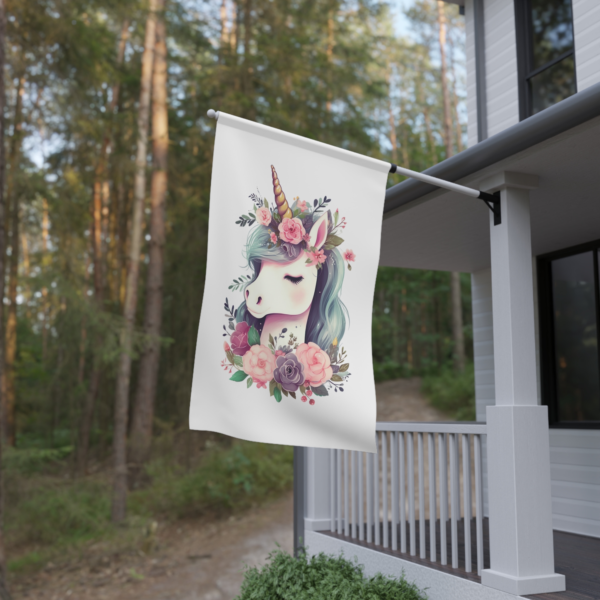 Unicorn With Floral Crown Its Head House Banner - Image 4