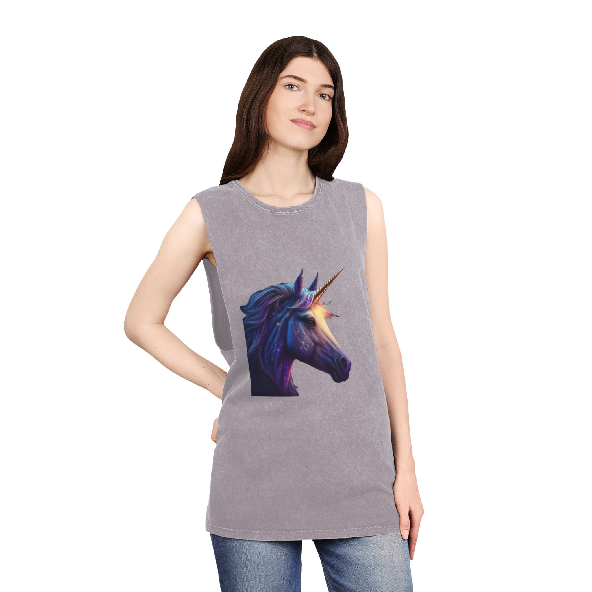 Adorable Colorful Unicorn (1) Copia Unisex Stonewash Tank Top - Image 20