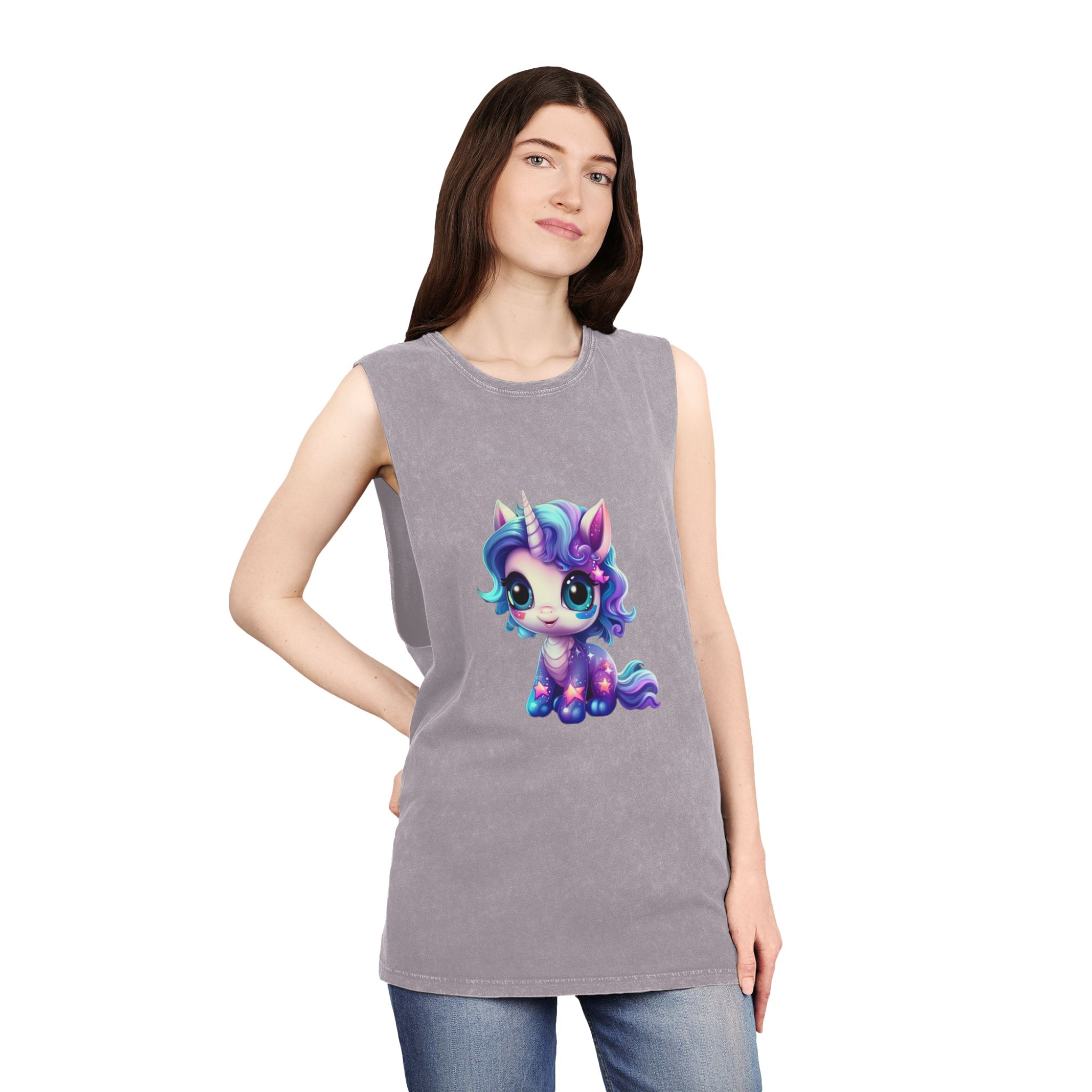 Beautiful Cute Baby Unicorn Unisex Stonewash Tank Top - Image 20