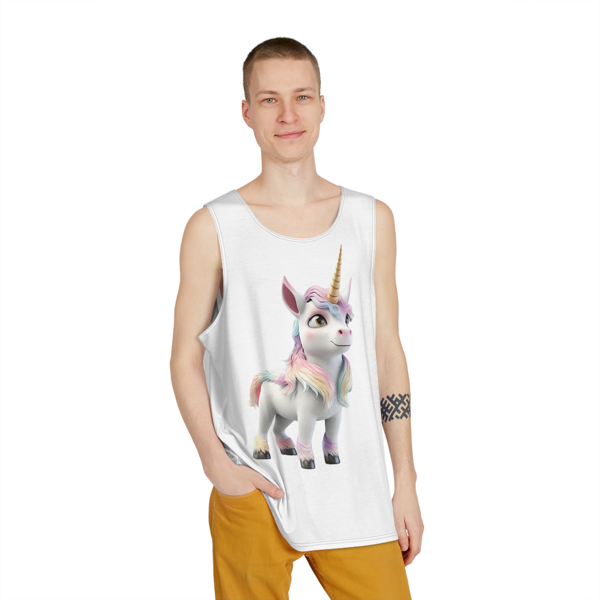 Colorful Cartoon Animated 3d Unicorn Children (13) Mens Tank Aop - Image 3