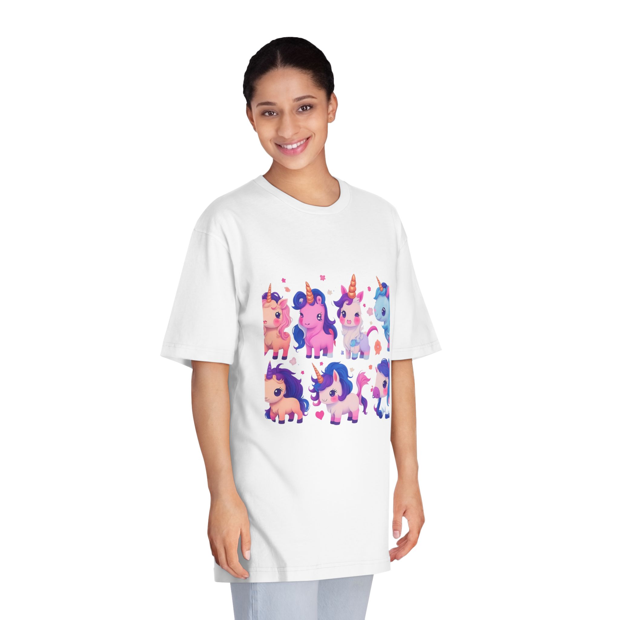 Cute Unicorn Stickers Unisex Classic Crewneck T Shirt - Image 3