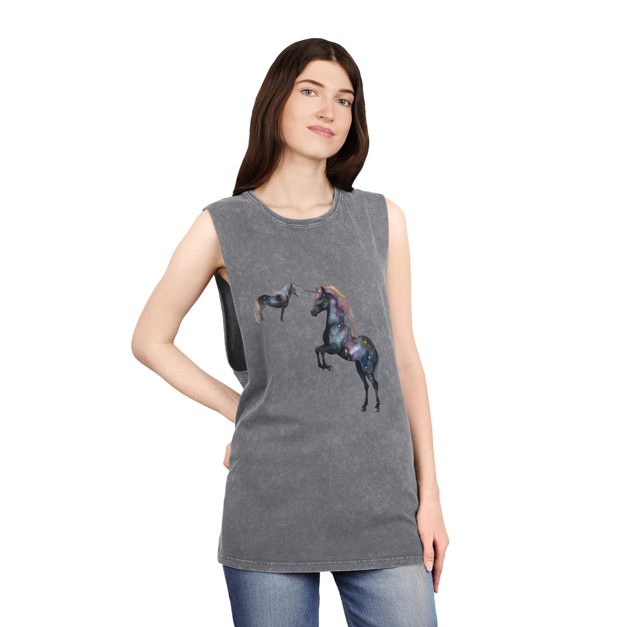 There Are Lot Different Unicorns That Are Painted Watercolor Generative Ai Unisex Stonewash Tank Top - Image 12
