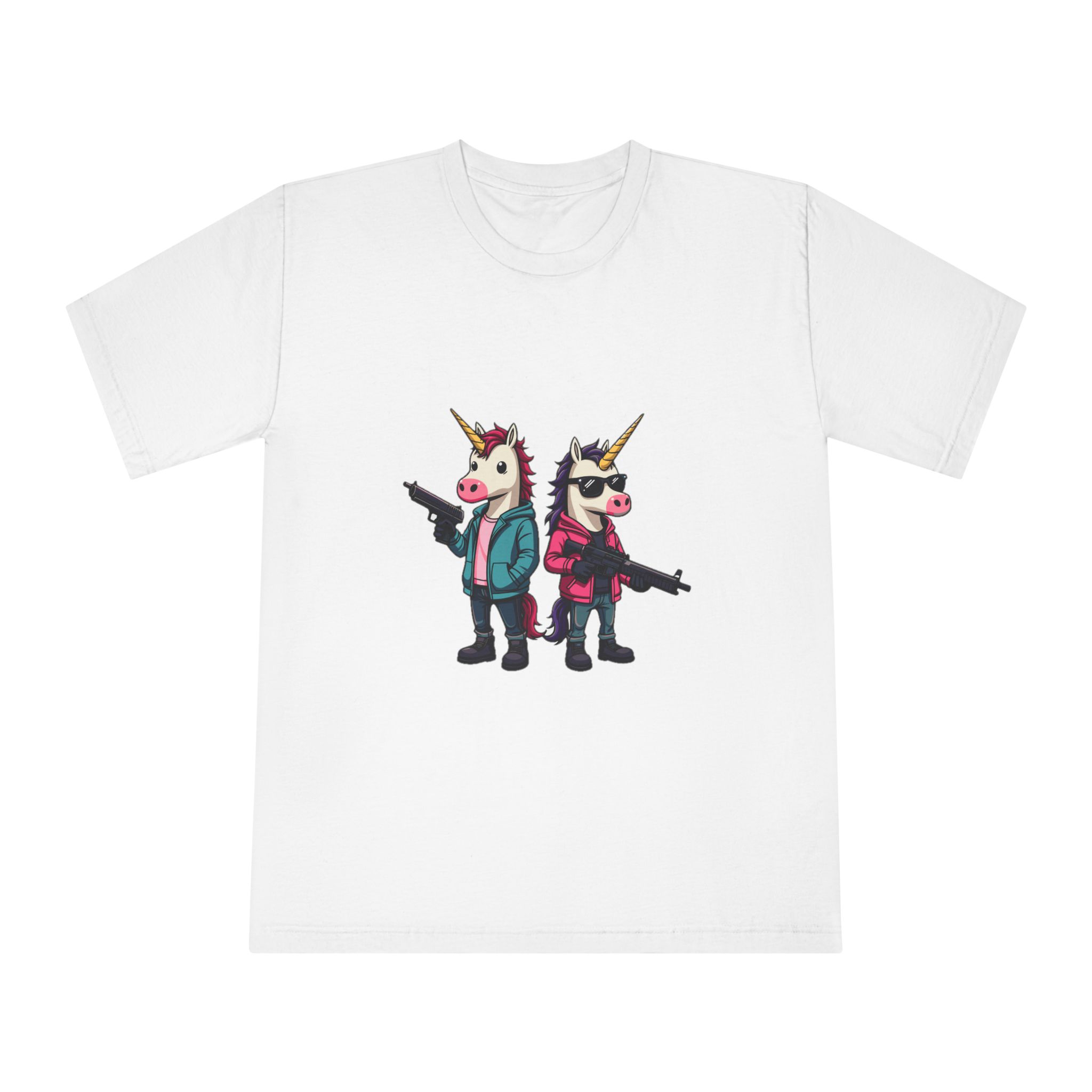 Two Unicorns With Horns Horns Standing Each Other Unisex Classic Crewneck T Shirt