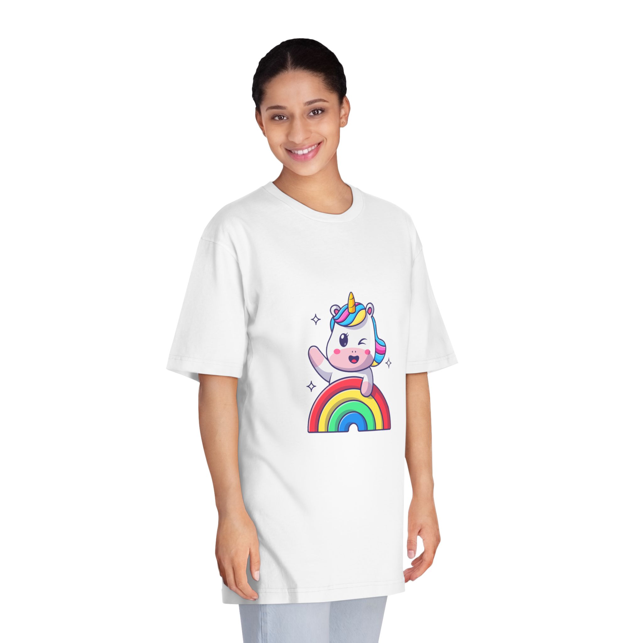 Cute Unicorn Rainbow Unisex Classic Crewneck T Shirt - Image 3