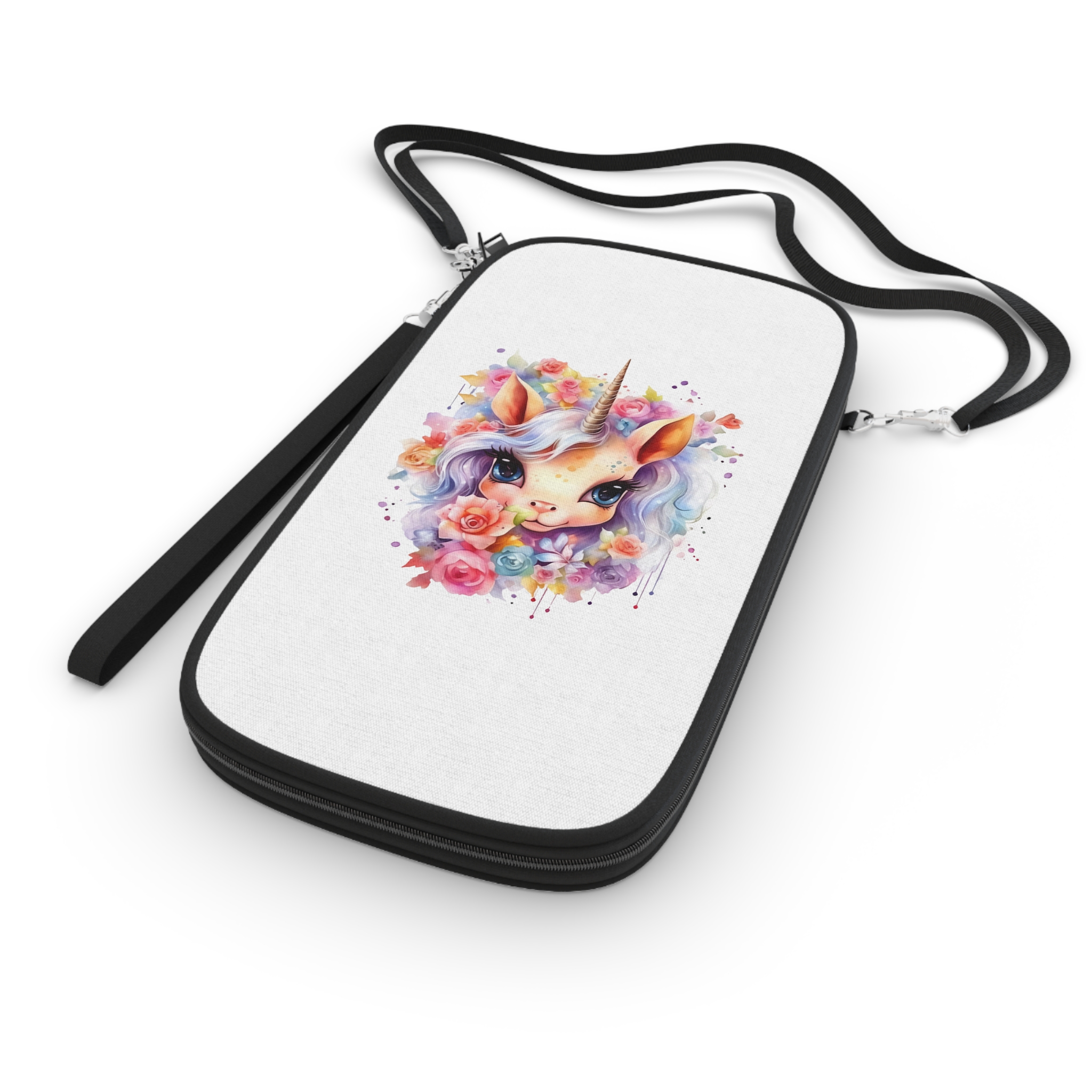 Cute Colorful Magic Unicorn With Flowers Watercolor Style (7) Passport Wallet - Image 3