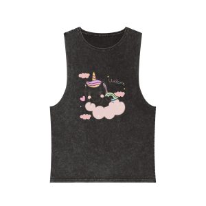Cute Unicorn Cloud Unisex Stonewash Tank Top
