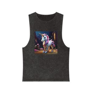 Animated Unicorn Children Generated By Ai (9) Unisex Stonewash Tank Top