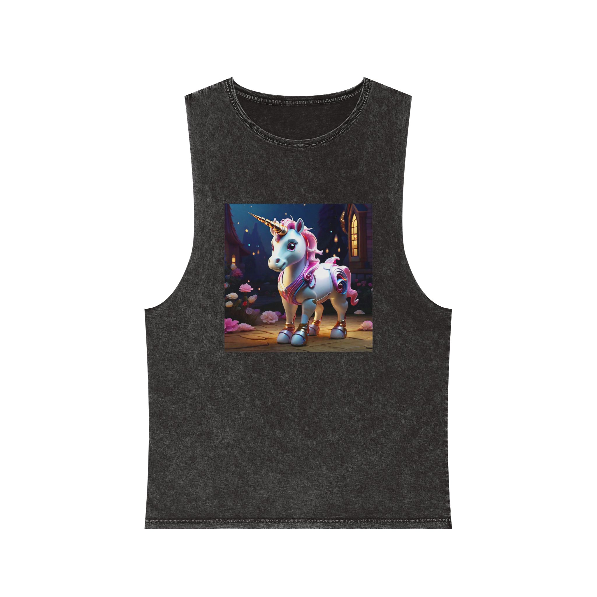 Animated Unicorn Children Generated By Ai (9) Unisex Stonewash Tank Top