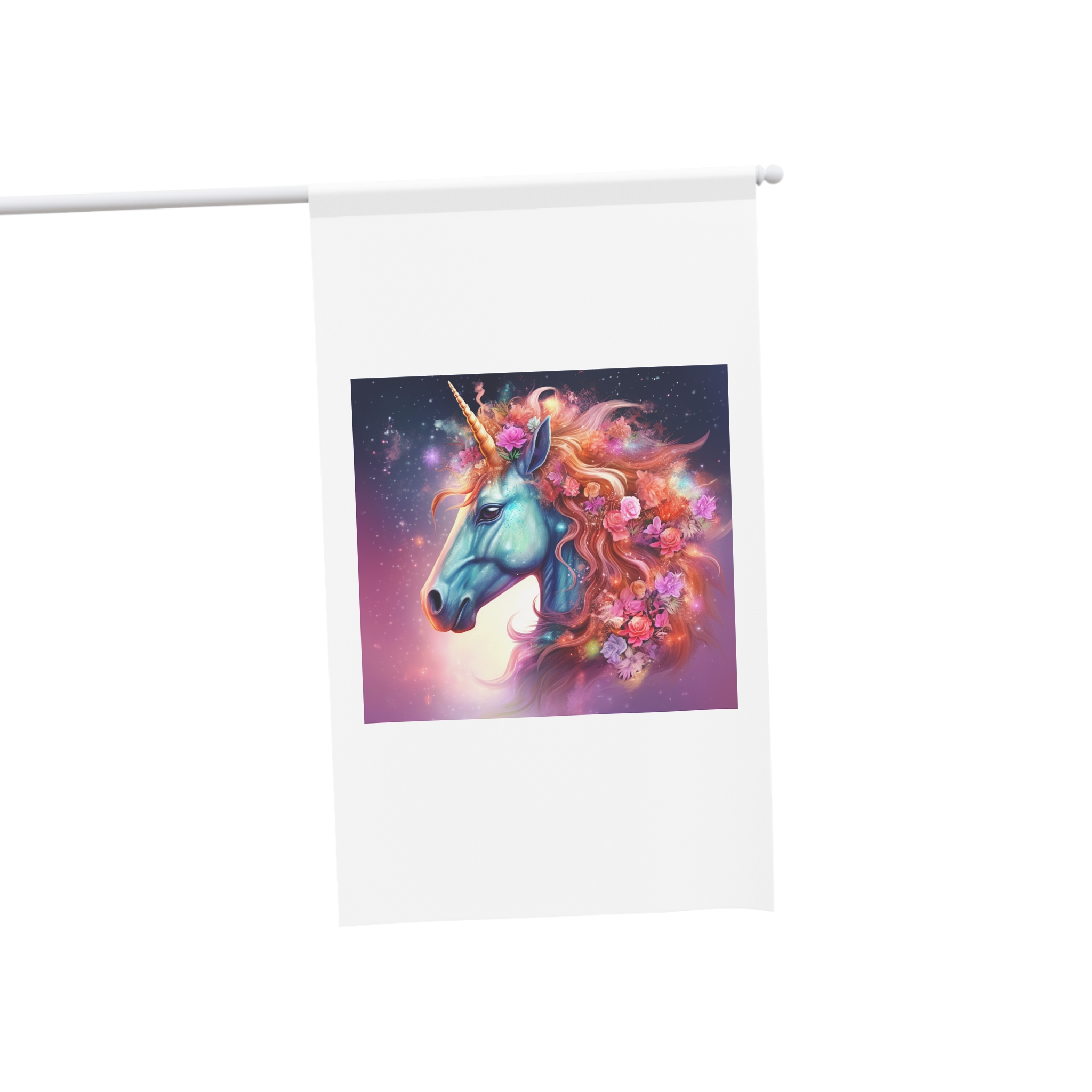 Unicorn With Flowers Its Mane Star Background Generative Ai House Banner - Image 3