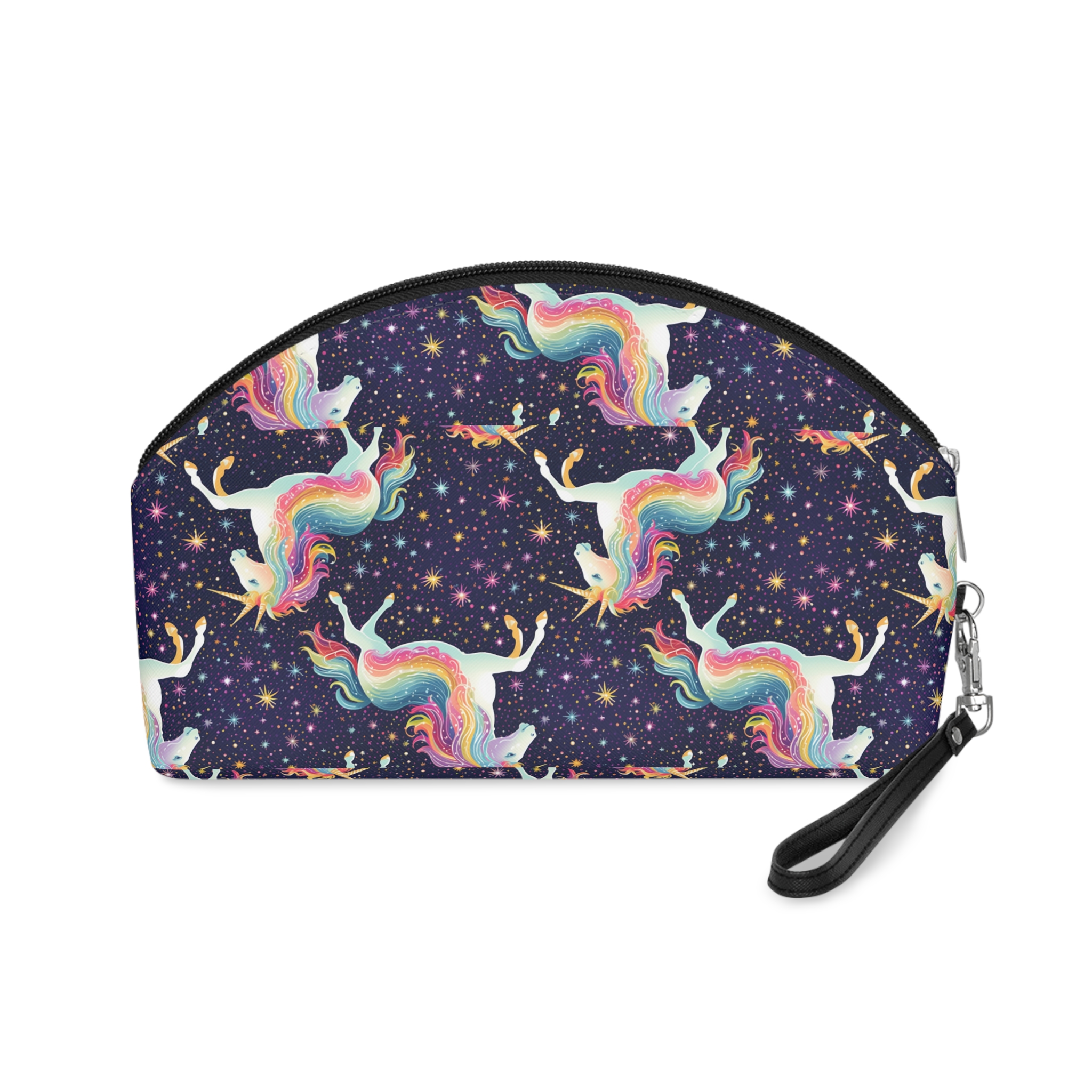 Seamless Pattern With Unicorns Stars Dark Background Generative Ai Makeup Bag - Image 2