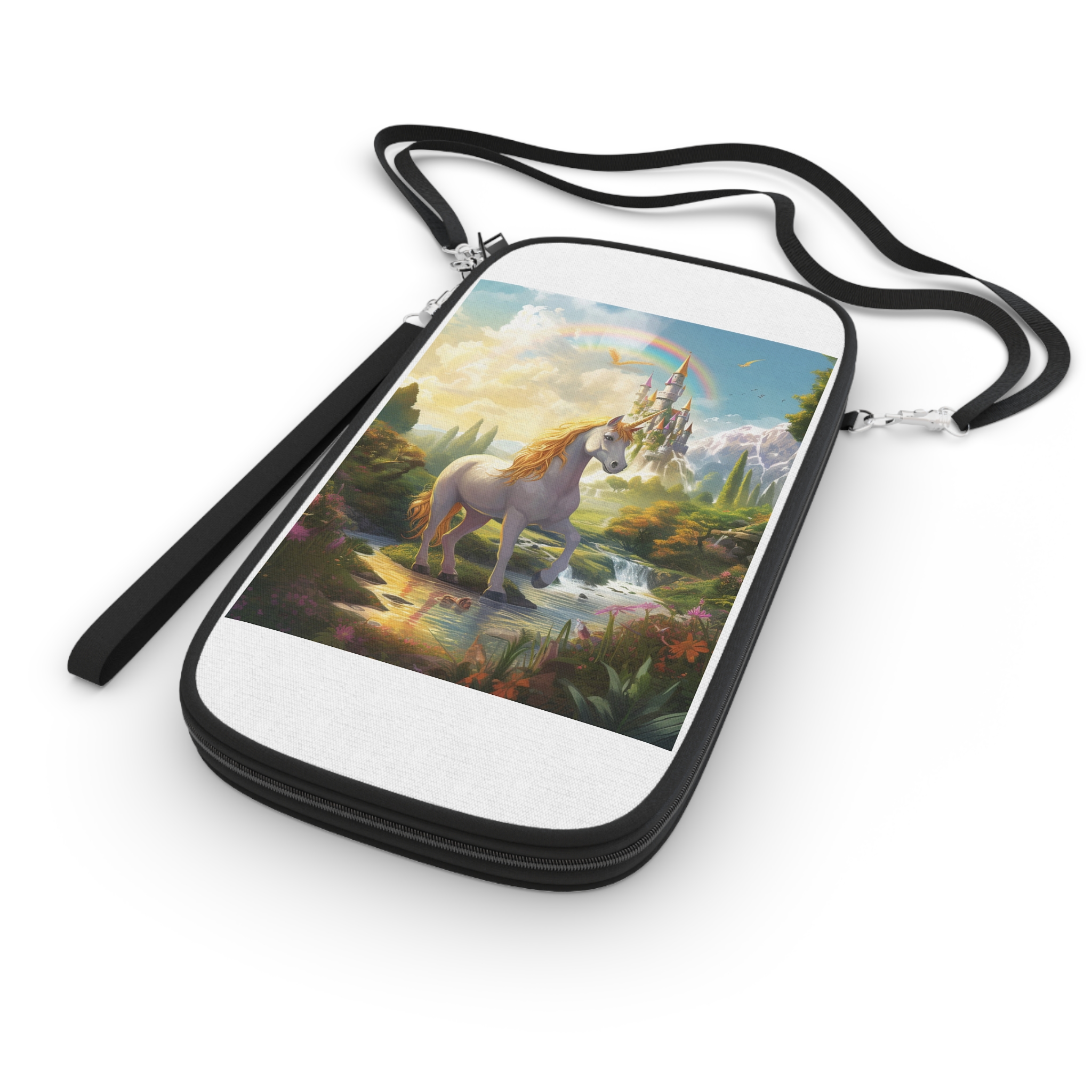 Painting Unicorn Fantasy Setting With Castle Background Generative Ai Passport Wallet - Image 3