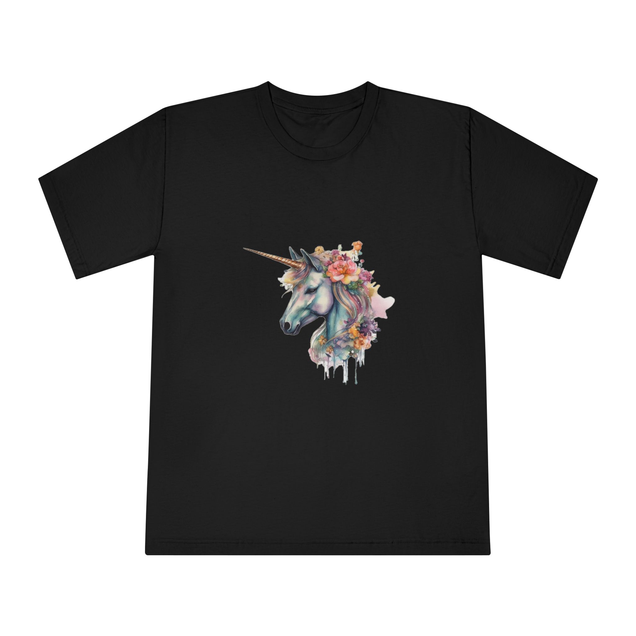 Unicorn With Flower Crown Its Head Unisex Classic Crewneck T Shirt - Image 5