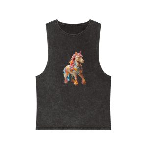 Colorful 3d Mythical Unicorn (1) Copy Unisex Stonewash Tank Top