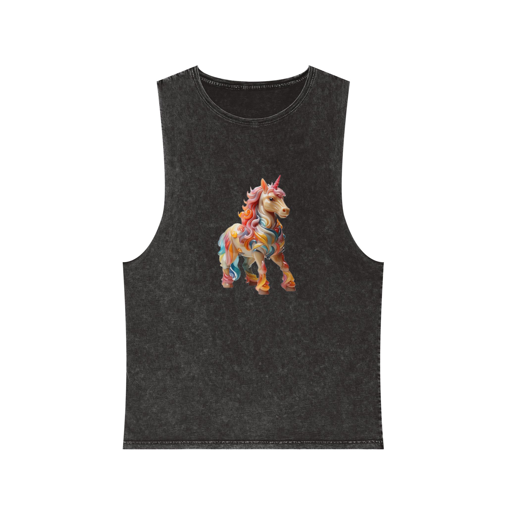 Colorful 3d Mythical Unicorn (1) Copy Unisex Stonewash Tank Top