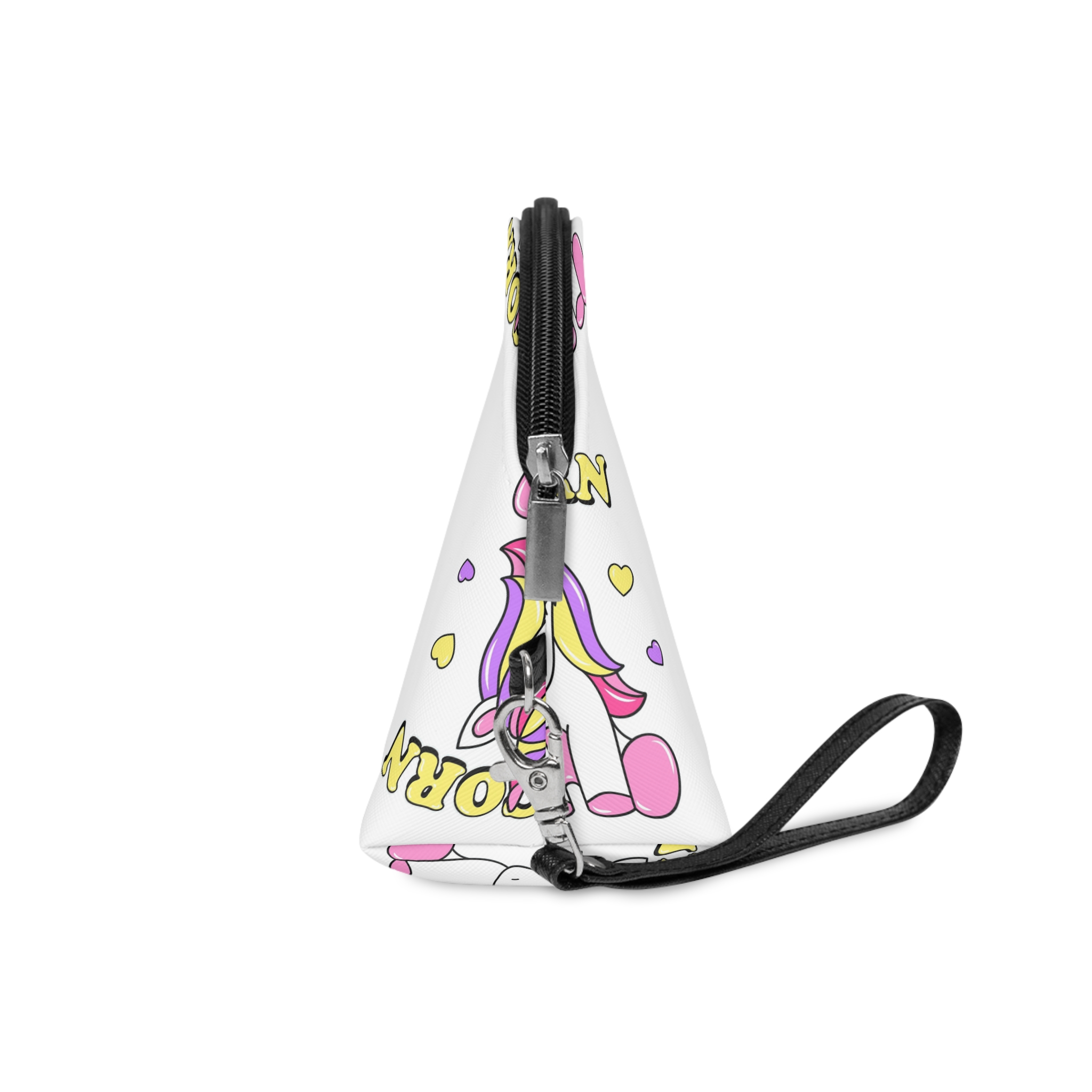 Cute Unicorn With Colorful Hair Hearts Makeup Bag - Image 3