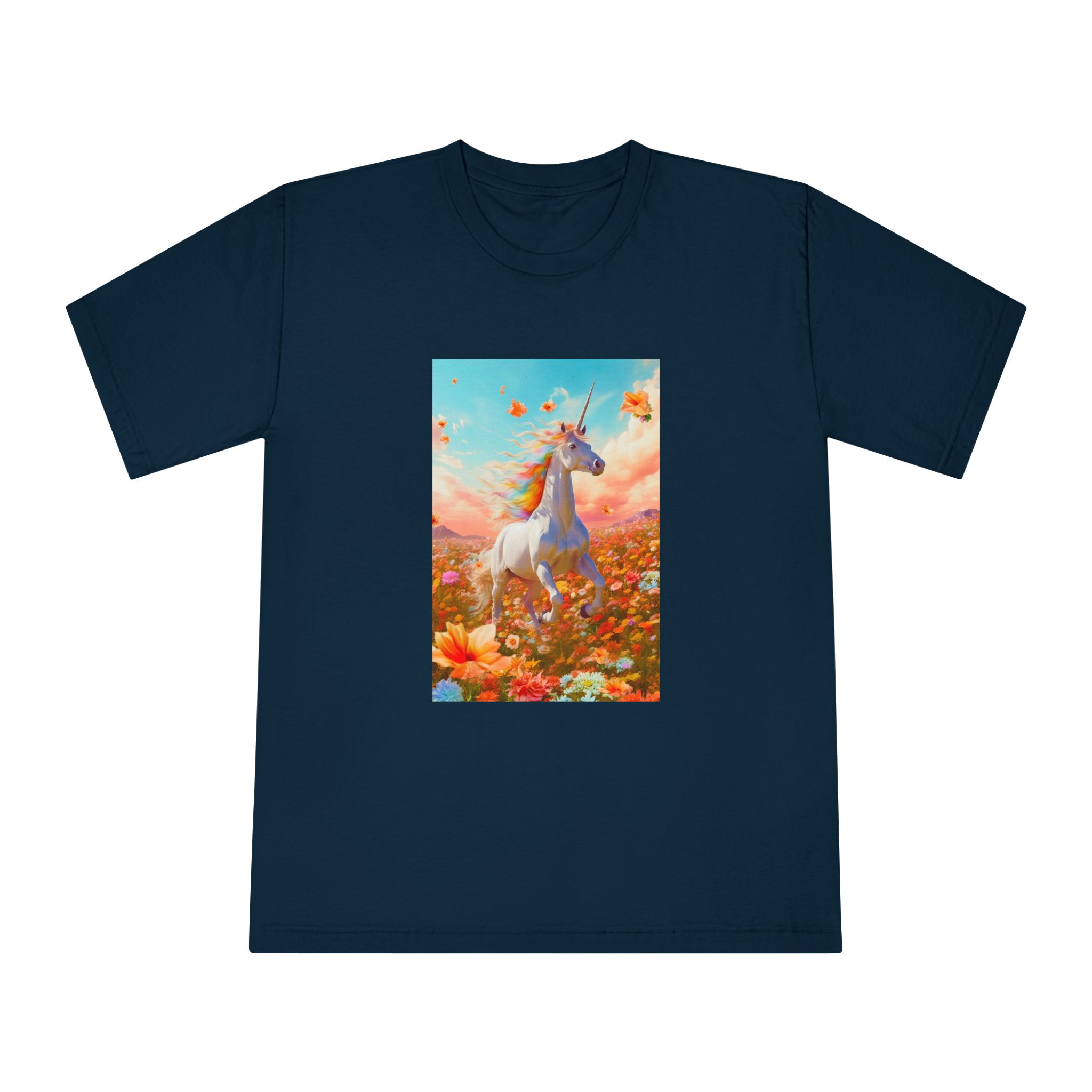 Image White Unicorn Running Through Field Wildflowers Generative Ai Unisex Classic Crewneck T Shirt - Image 17