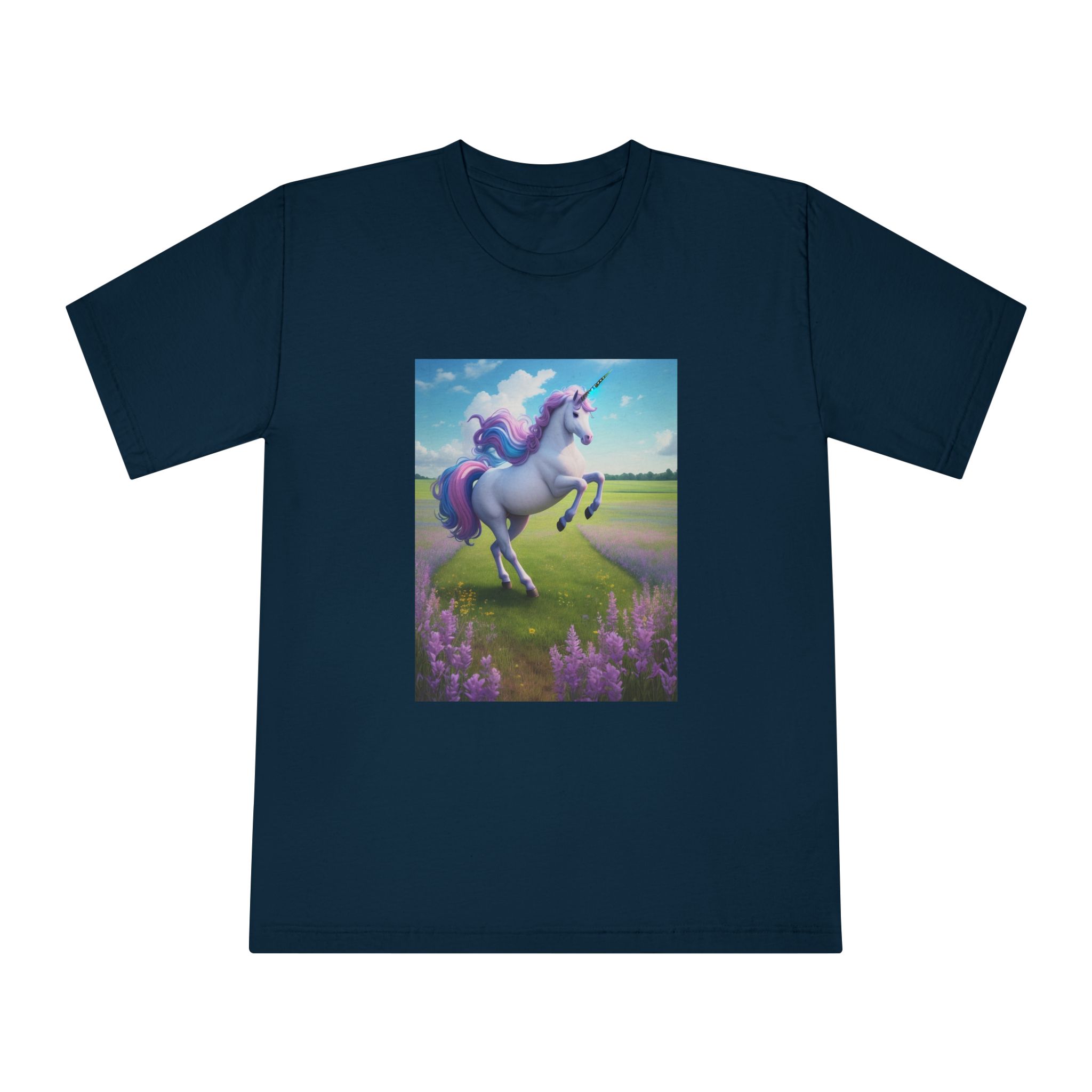 Beautiful Unicorn Running Magical Meadow Unicorn Background Images Whimsical Unicorn (72) Unisex Classic Crewneck T Shirt - Image 17