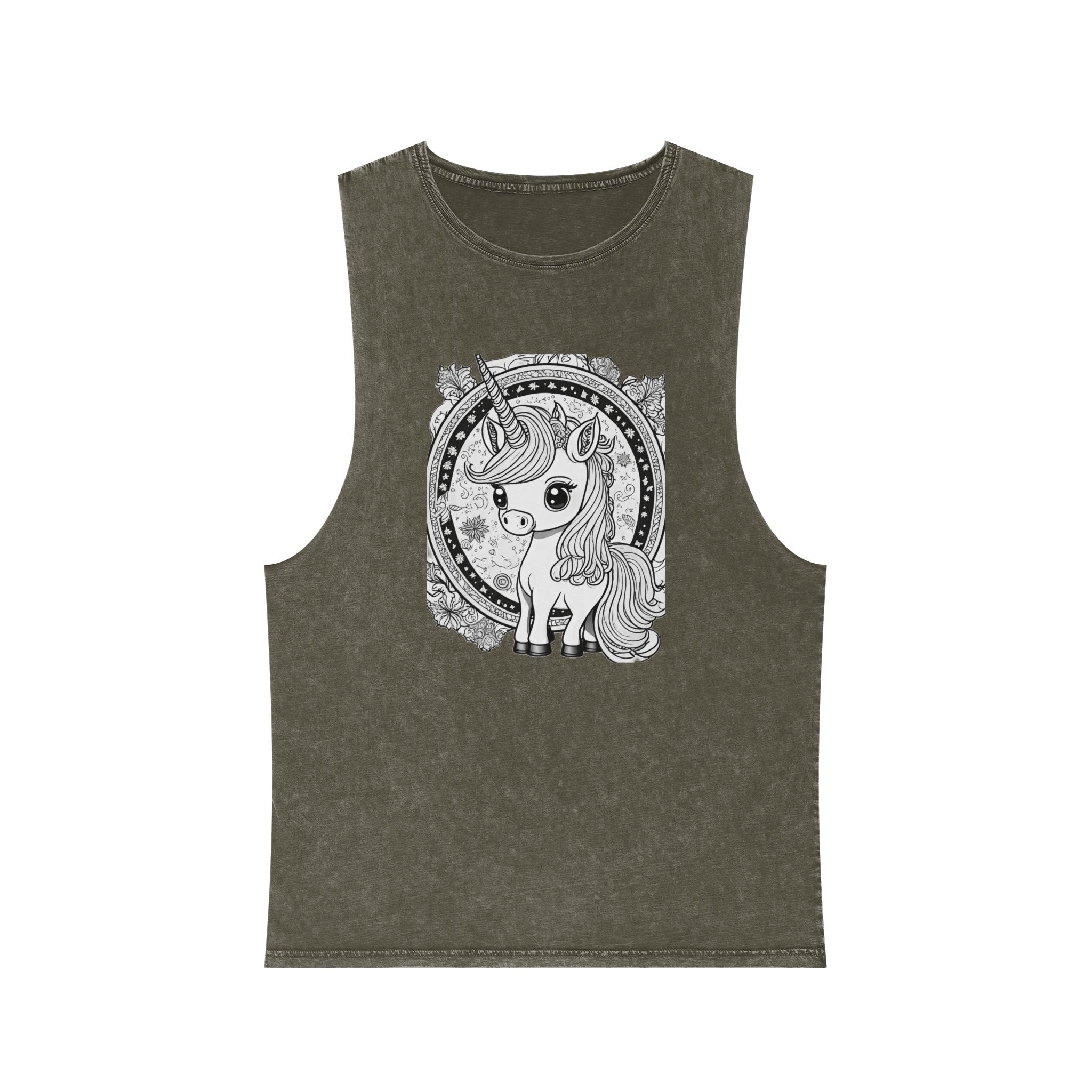 Adorable Unicorn Illustrations Kids Unisex Stonewash Tank Top - Image 5