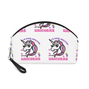 Cute Unicorn Illustration With Rainbow Stars Hearts Makeup Bag