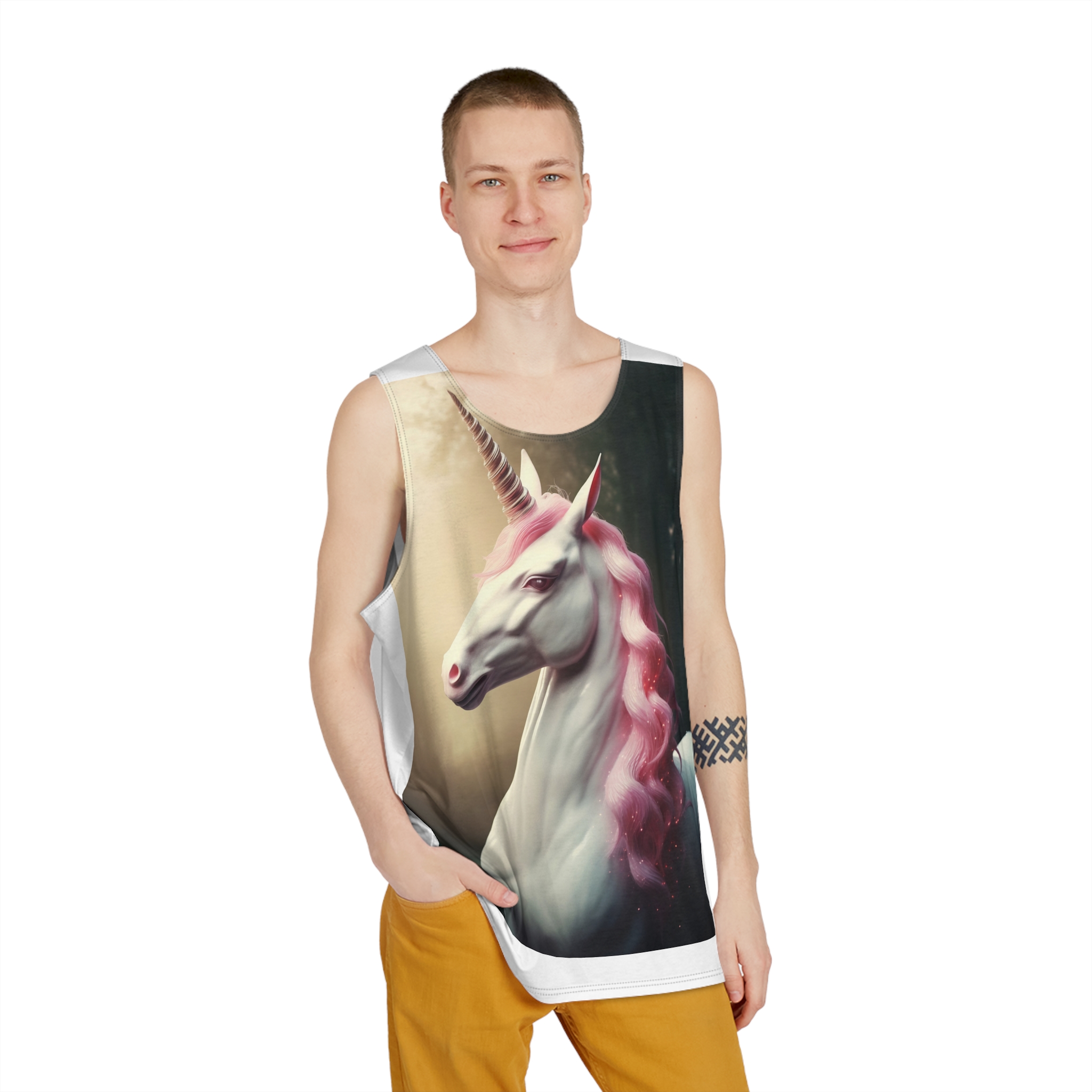 Magical Mythical Unicorn Creature 16 Mens Tank Aop - Image 3