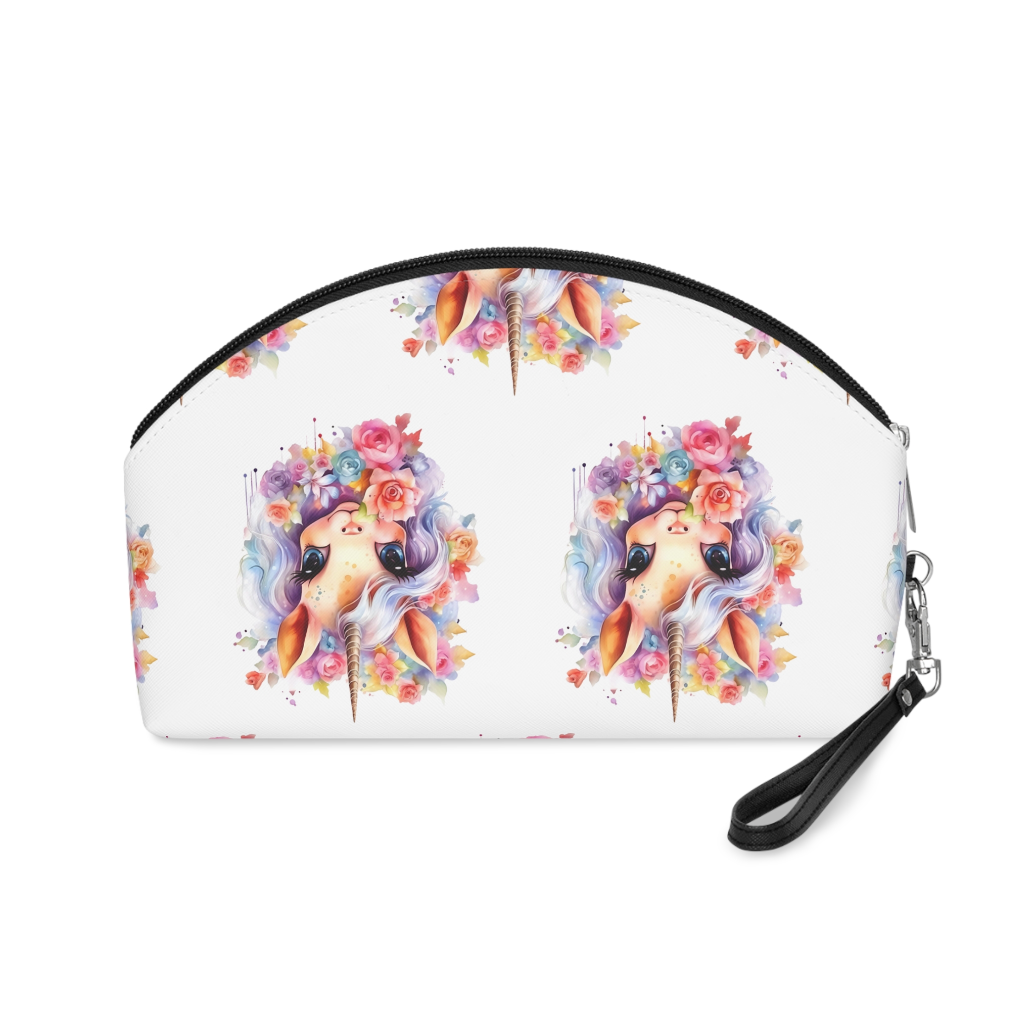 Cute Colorful Magic Unicorn With Flowers Watercolor Style (4) Copy Makeup Bag - Image 2