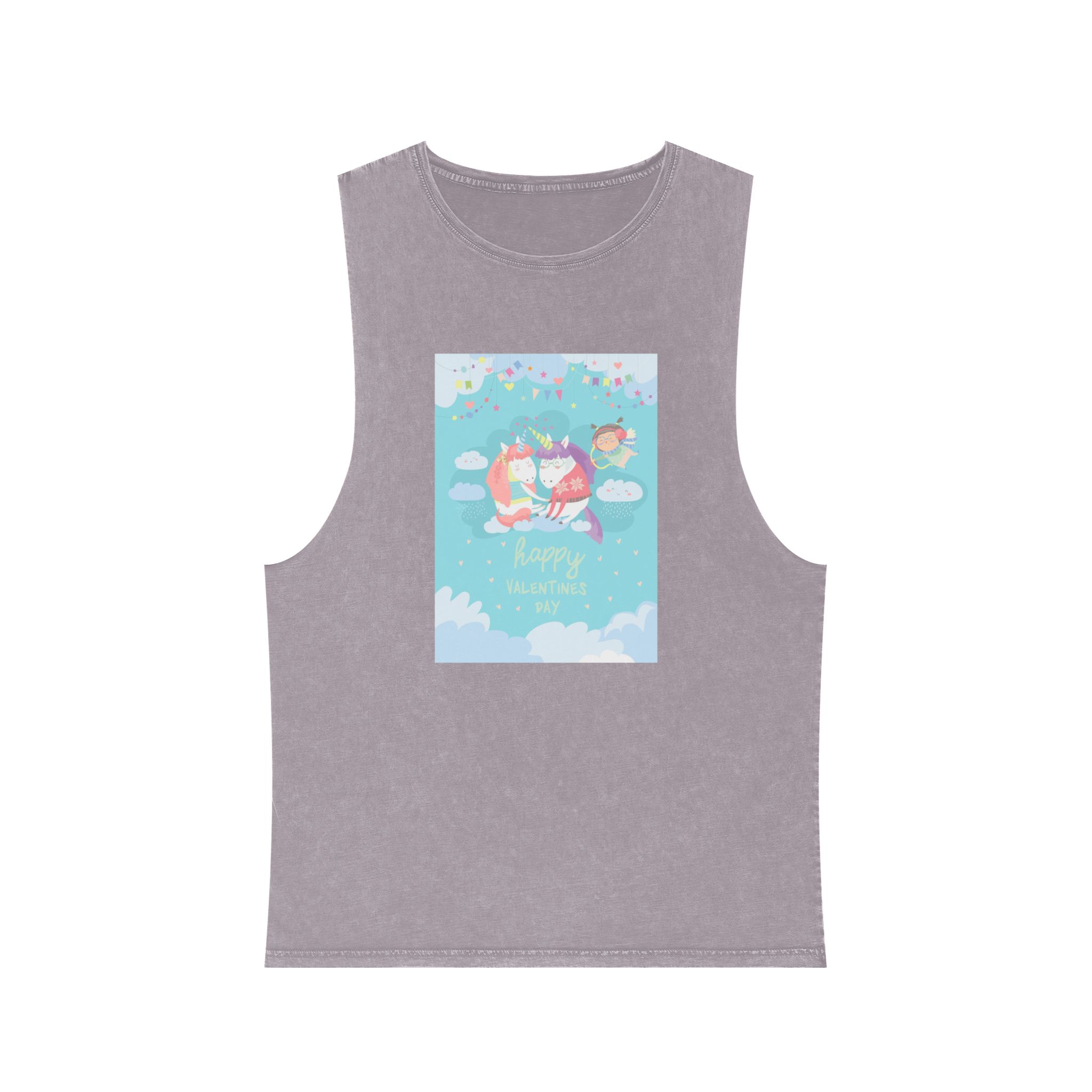 Cute Card With Fairy Unicorns Love Unisex Stonewash Tank Top - Image 17