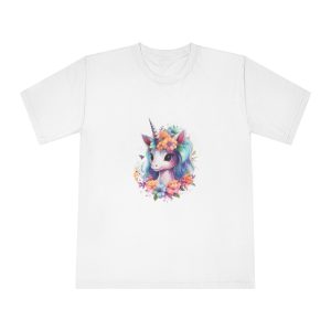 Cute Colorful Magic Unicorn With Flowers Watercolor Style (3) Copy Unisex Classic Crewneck T Shirt