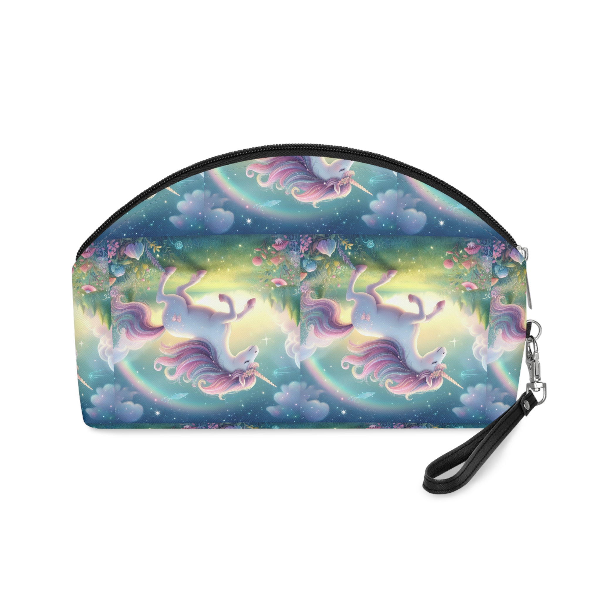 Beautiful Unicorn Running Magical Meadow Unicorn Background Images Whimsical Unicorn (21) Makeup Bag - Image 2