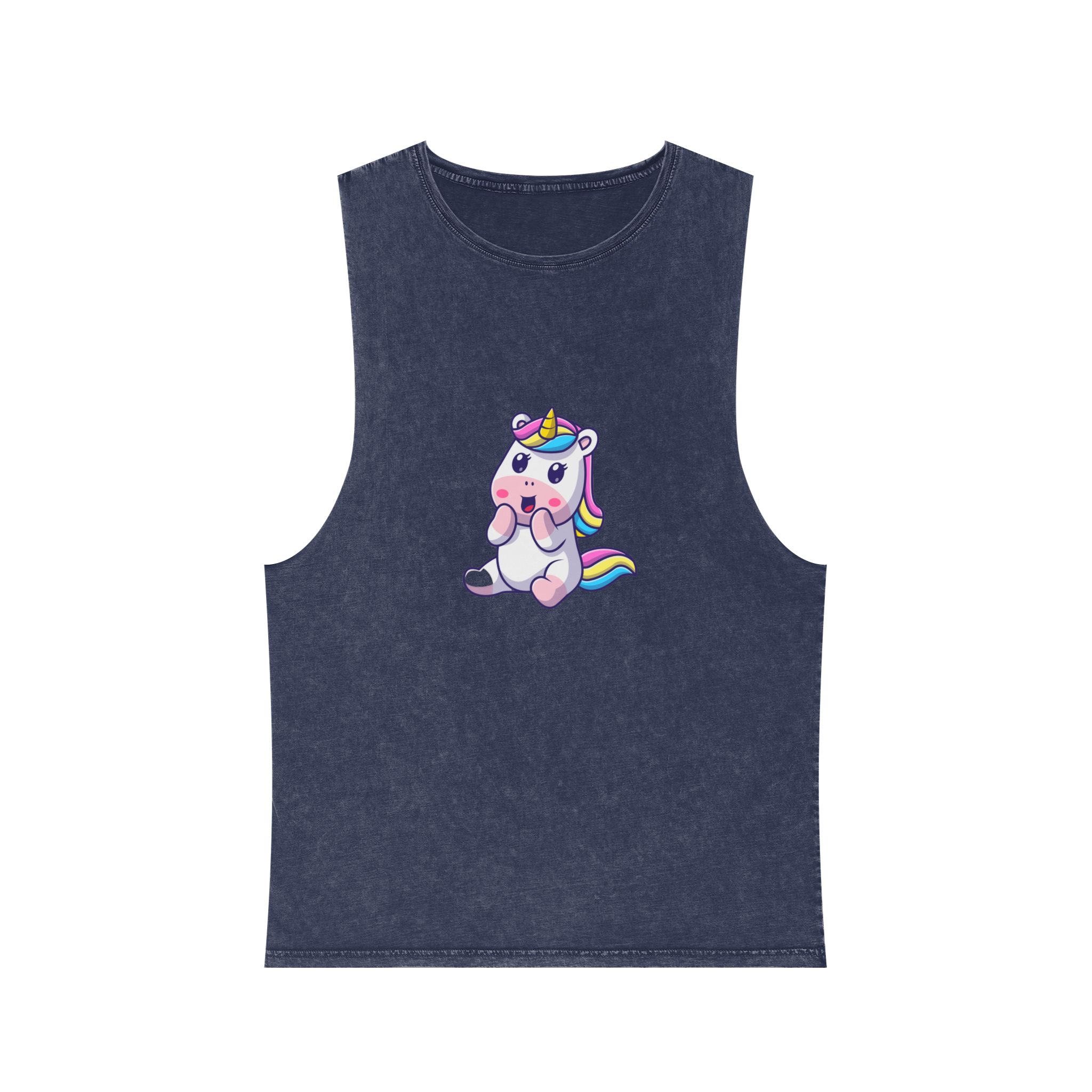 Cute Unicorn Happy Unisex Stonewash Tank Top - Image 13