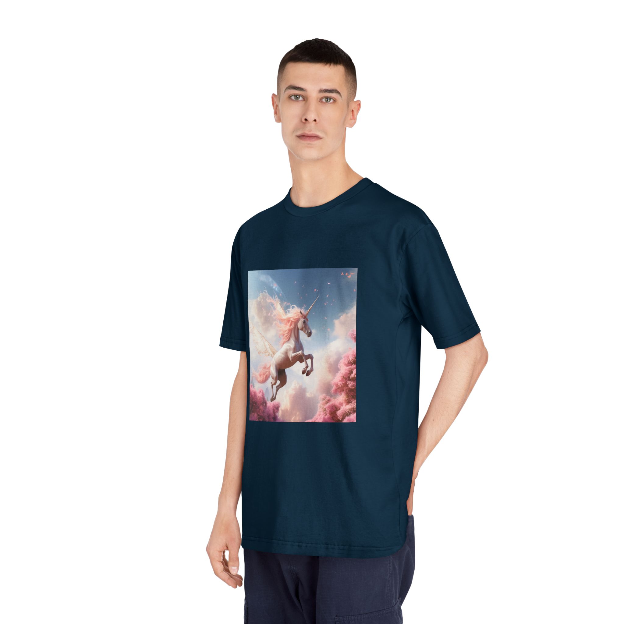 Unicorn With Pink Mane Flying Through Sky With Pink Trees Generative Ai Unisex Classic Crewneck T Shirt - Image 20