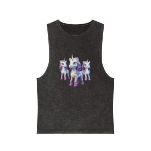 Mythical Unicorn Kids Figurine Style (2) Unisex Stonewash Tank Top