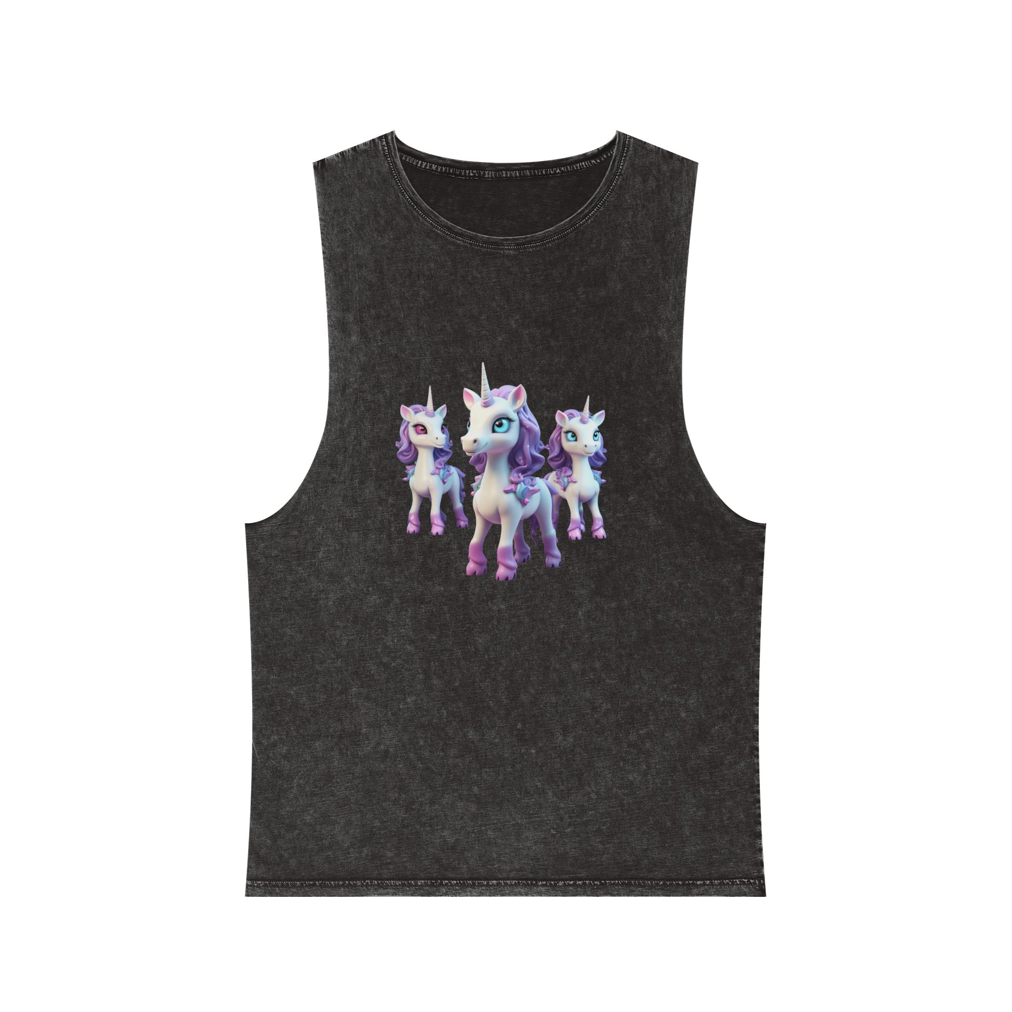 Mythical Unicorn Kids Figurine Style (2) Unisex Stonewash Tank Top