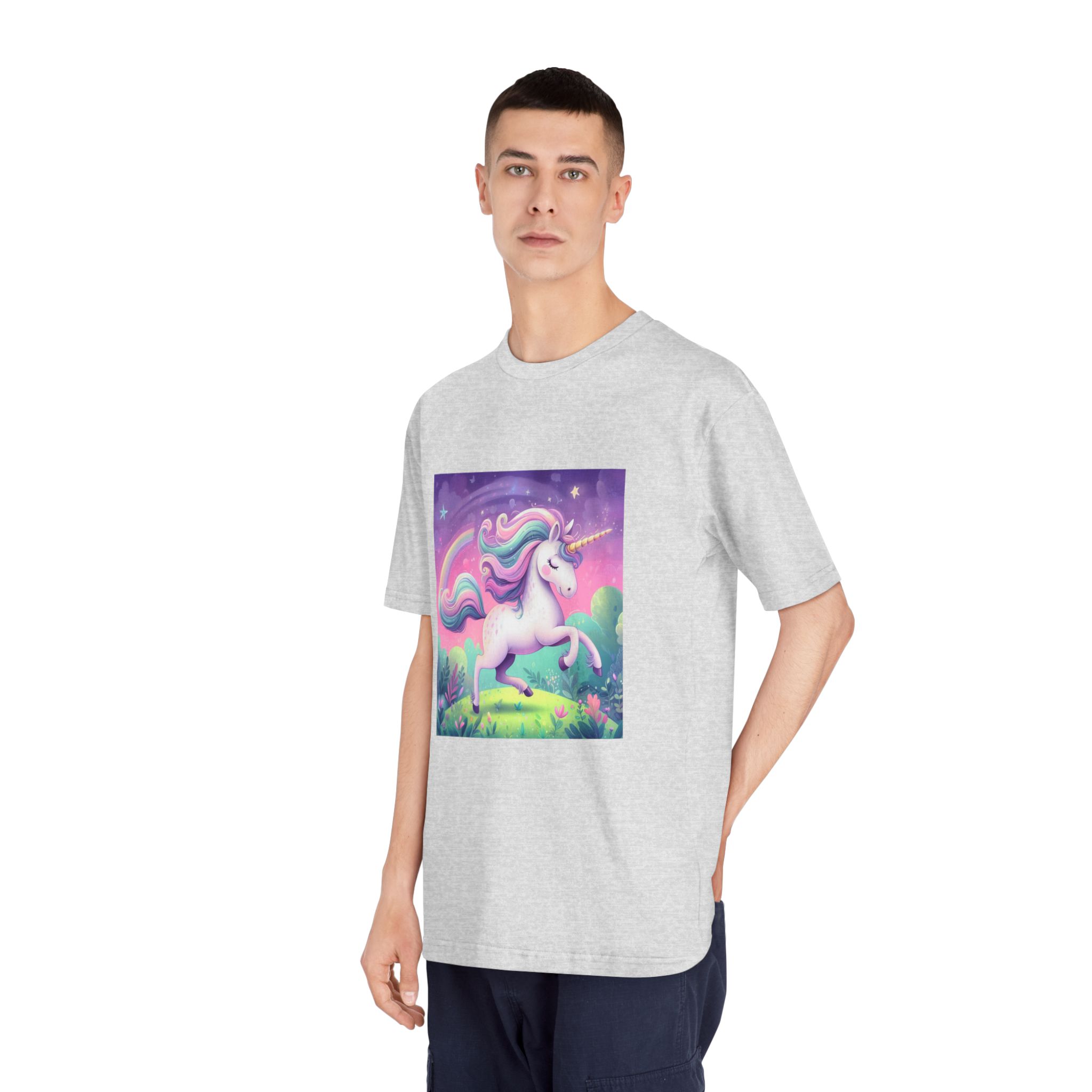 Beautiful Unicorn Running Magical Meadow Unicorn Background Images Whimsical Unicorn (12) Unisex Classic Crewneck T Shirt - Image 16