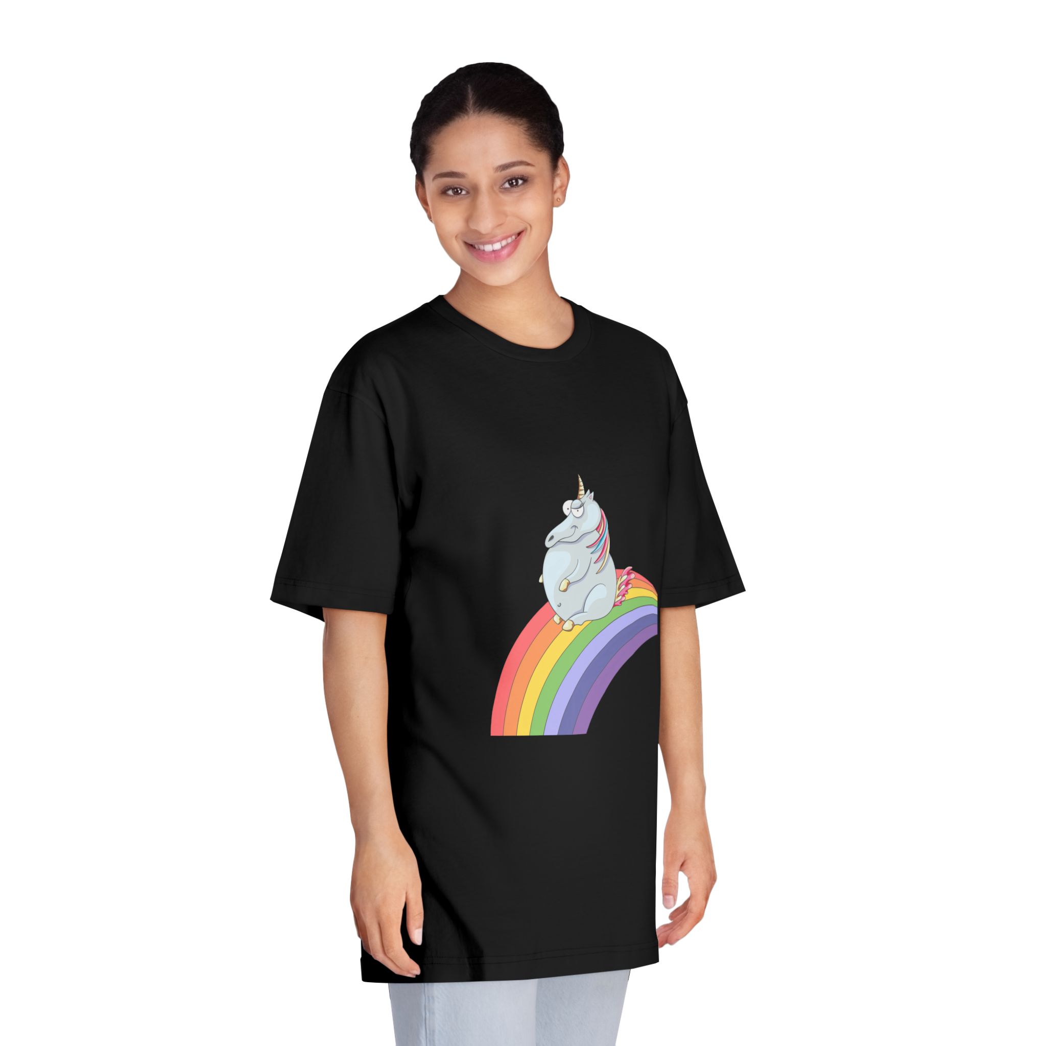 Unicorn and Rainbow Childrens Tale Magic Art Flat Unisex Classic Crewneck T Shirt - Image 7