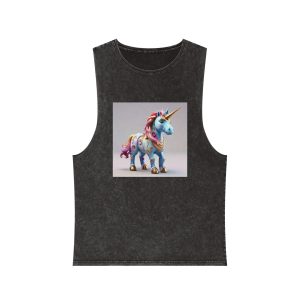 Animated Unicorn Children Generated By Ai (1) Unisex Stonewash Tank Top