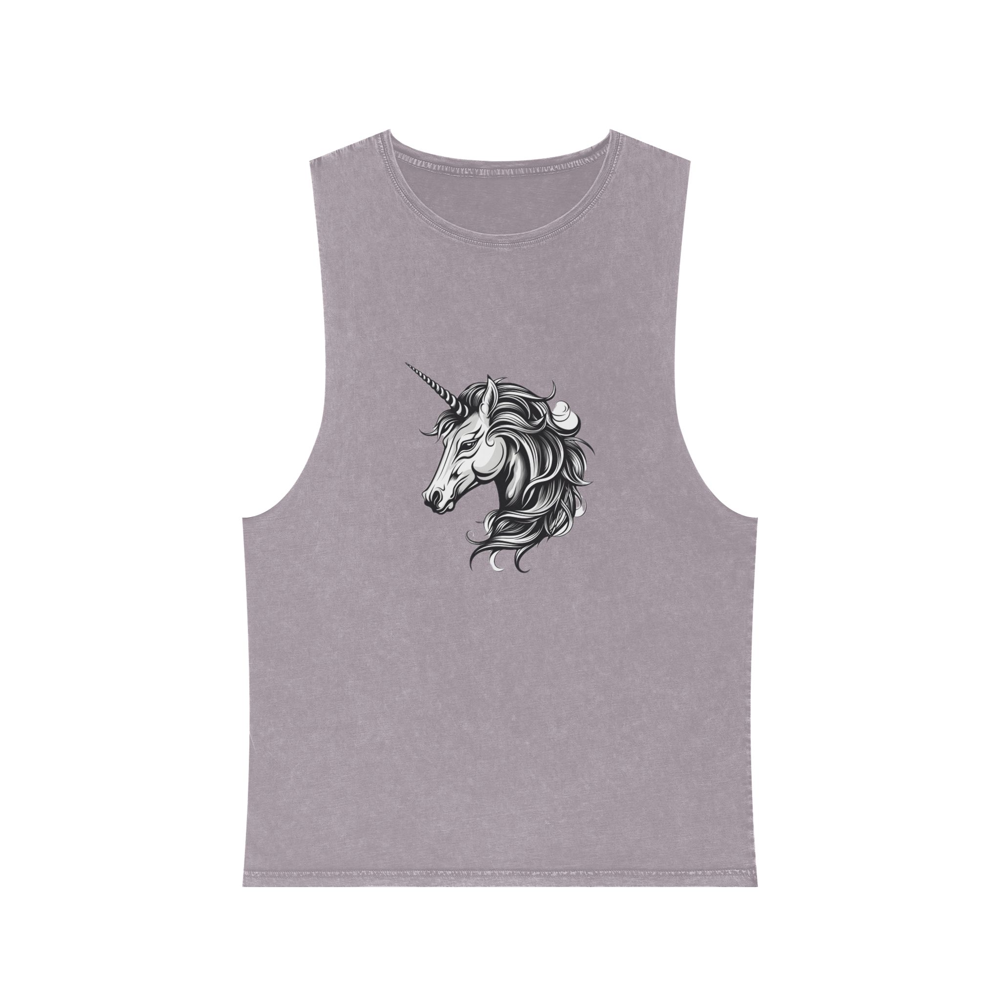 Unicorn Head Tshirt Tattoo Design Dark Art Illustration Isolated White Copy Unisex Stonewash Tank Top - Image 17