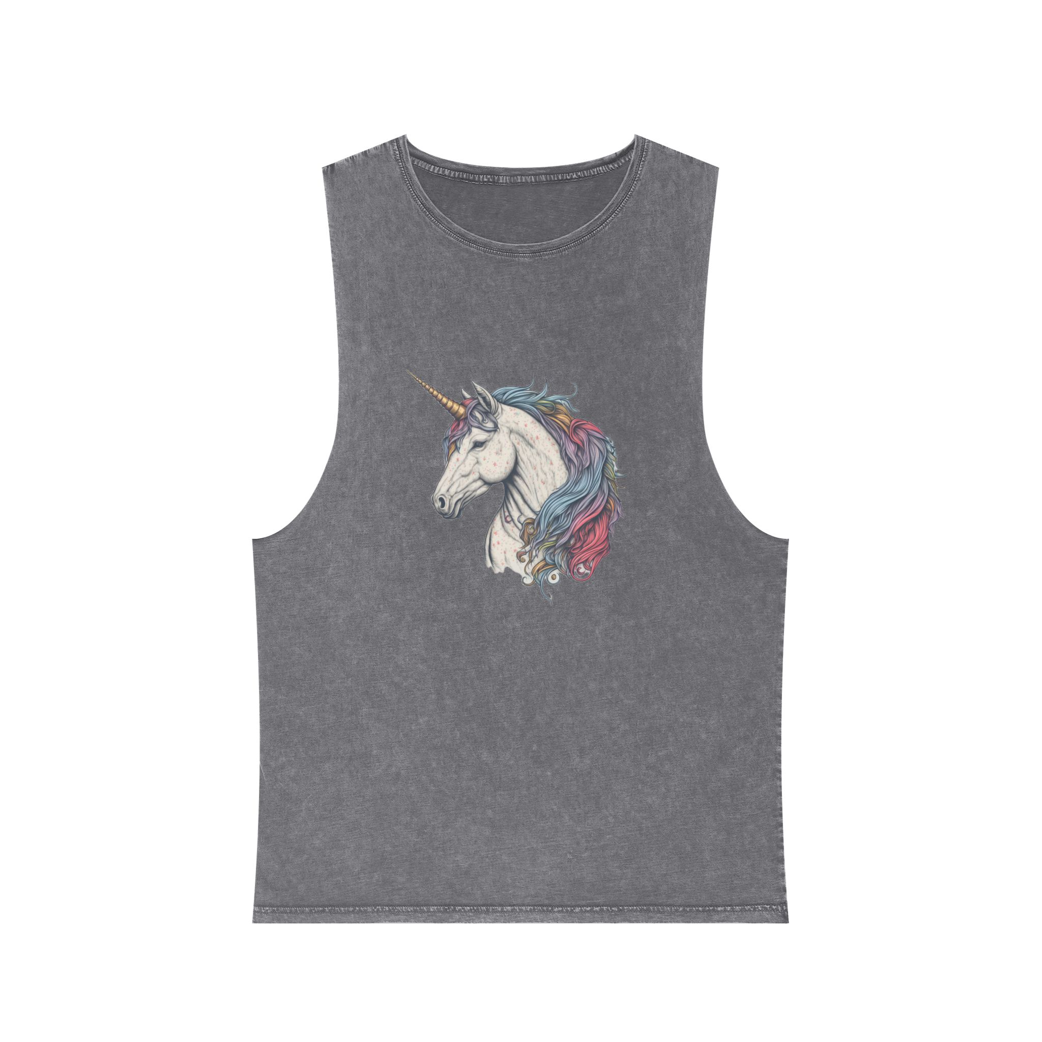 Colorful Unicorn Illustration Created With Ai Tools Copy Unisex Stonewash Tank Top - Image 9