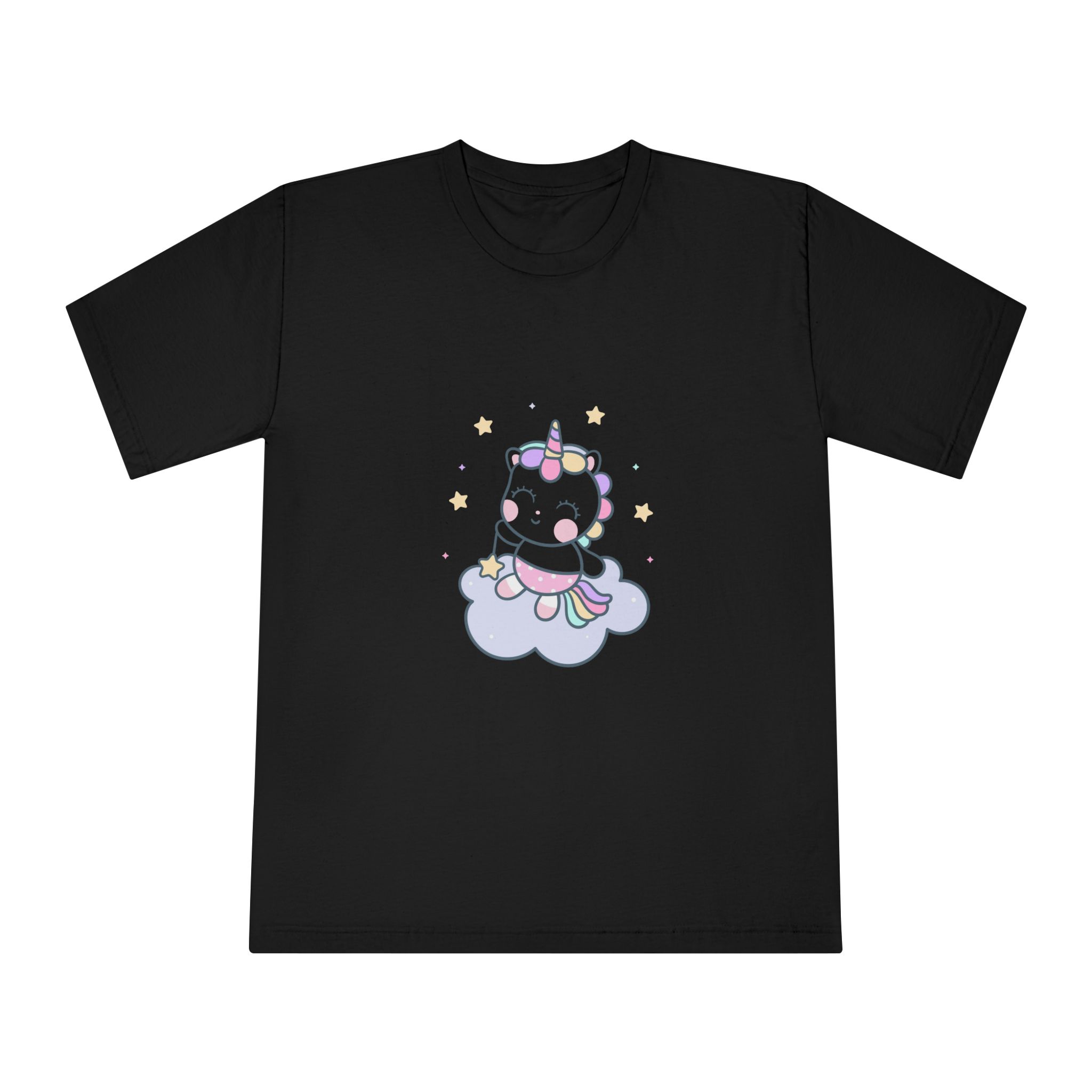 Hand Drawn Kawaii Unicorn Vector Cloud Unisex Classic Crewneck T Shirt - Image 5