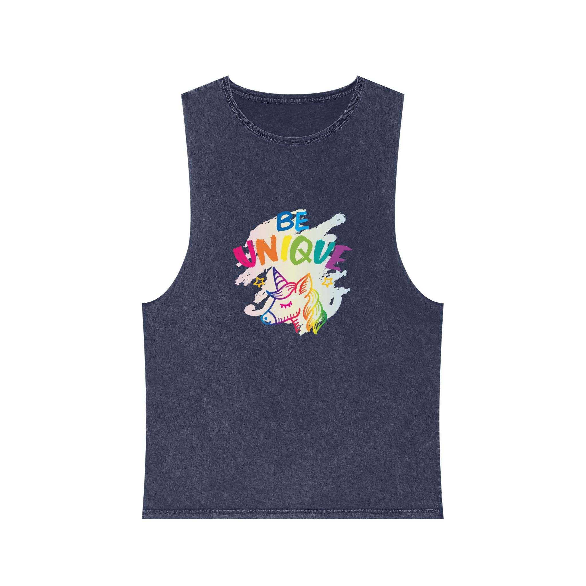 Colorful Unicorn With Words Be Unique It Unisex Stonewash Tank Top - Image 13