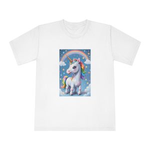 Happy Unicorn Background Sky Rainbow Copy Unisex Classic Crewneck T Shirt
