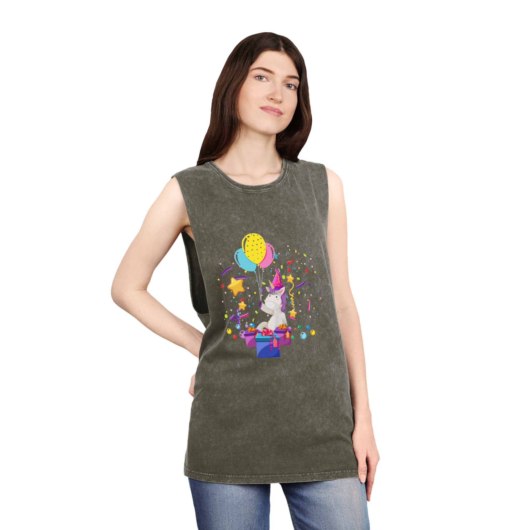 Unicorn V157 Unisex Stonewash Tank Top - Image 8