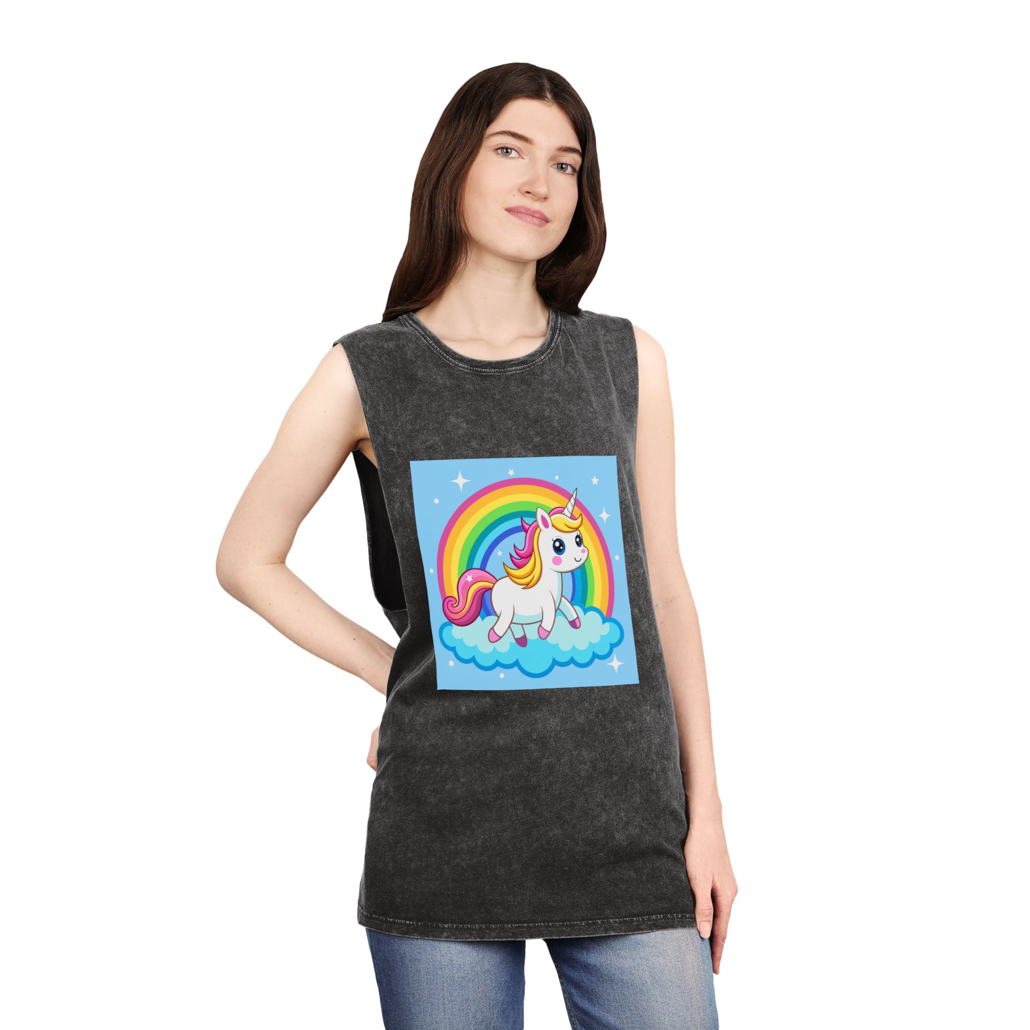 Unicorn Copia 3 Unisex Stonewash Tank Top - Image 4