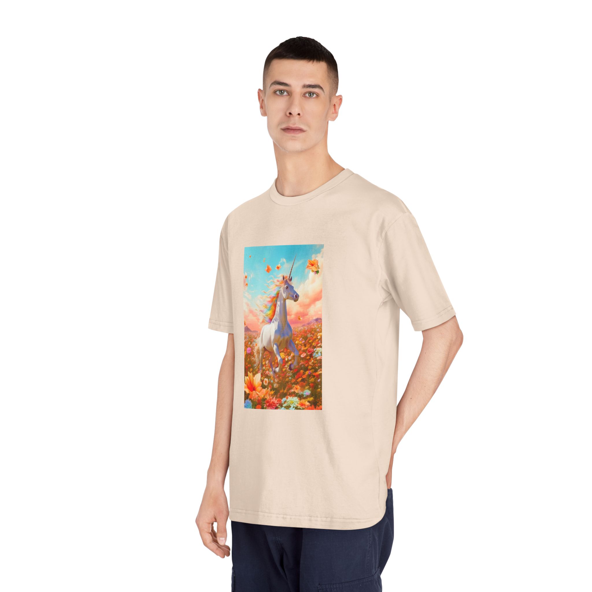 Image White Unicorn Running Through Field Wildflowers Generative Ai Unisex Classic Crewneck T Shirt - Image 12
