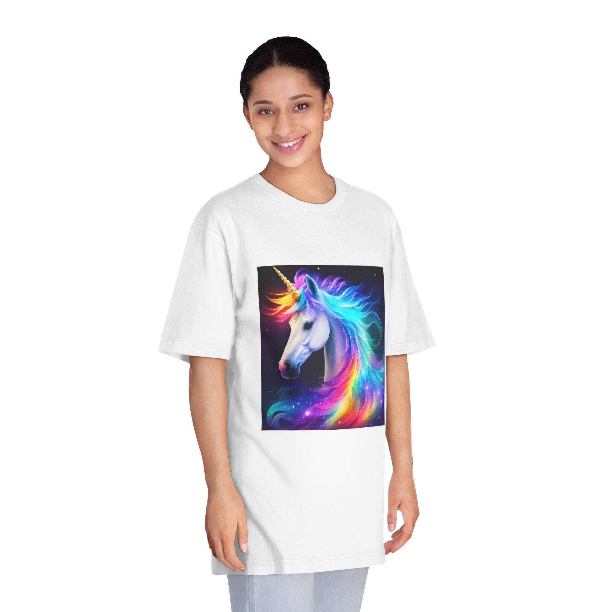 Portrait Unicorn Isolated Stars Background Generative Artificial Intelligence Unisex Classic Crewneck T Shirt - Image 3