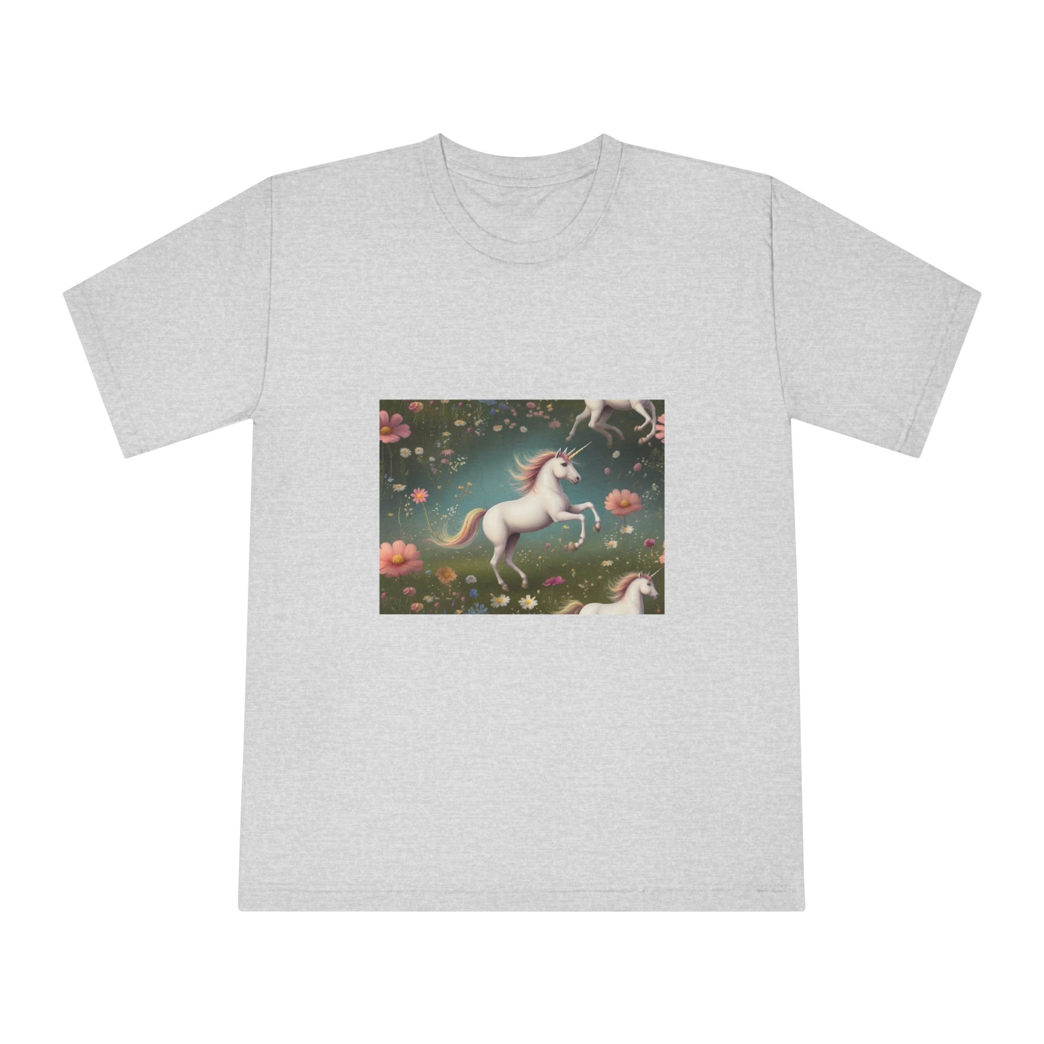 Beautiful Unicorn Running Magical Meadow Unicorn Background Images Whimsical Unicorn (42) Unisex Classic Crewneck T Shirt - Image 13
