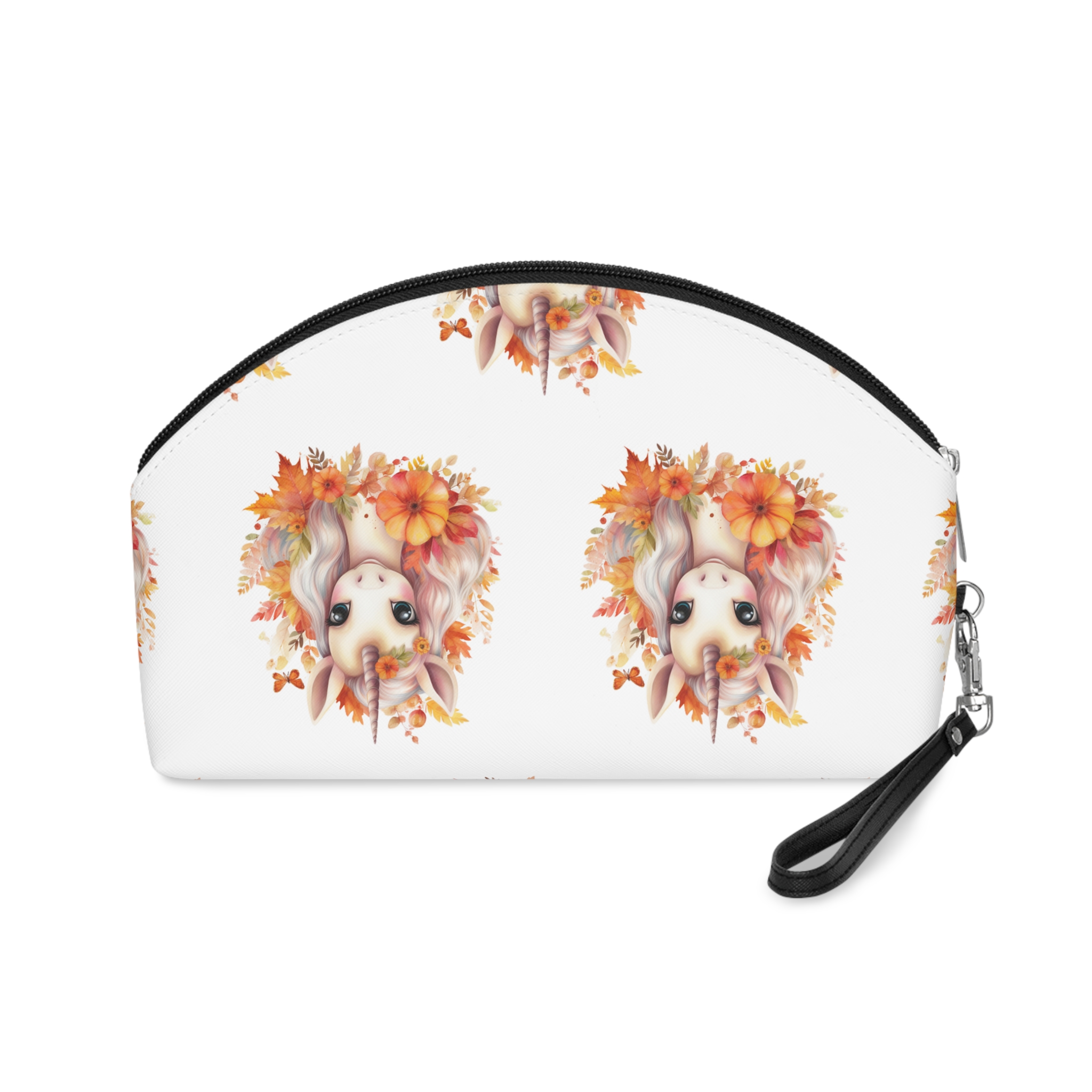 There Is Unicorn With Long Mane Flowers Around It Generative Ai Makeup Bag - Image 2